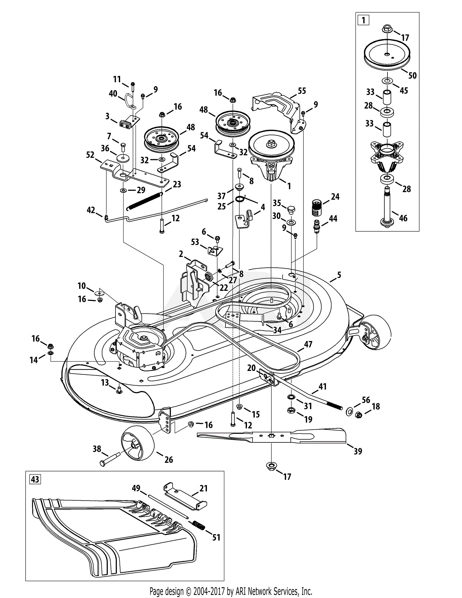Mtd 13w2775s031 Lt4200 2012 Parts Diagram For Mower Deck 42 Inch