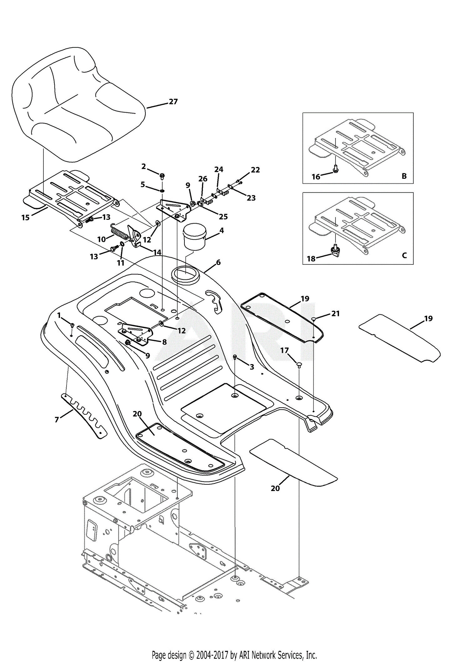 MTD 13W2775S031(LT4200) (2013) Parts Diagram for Seat & Fender pto wiring schematic 