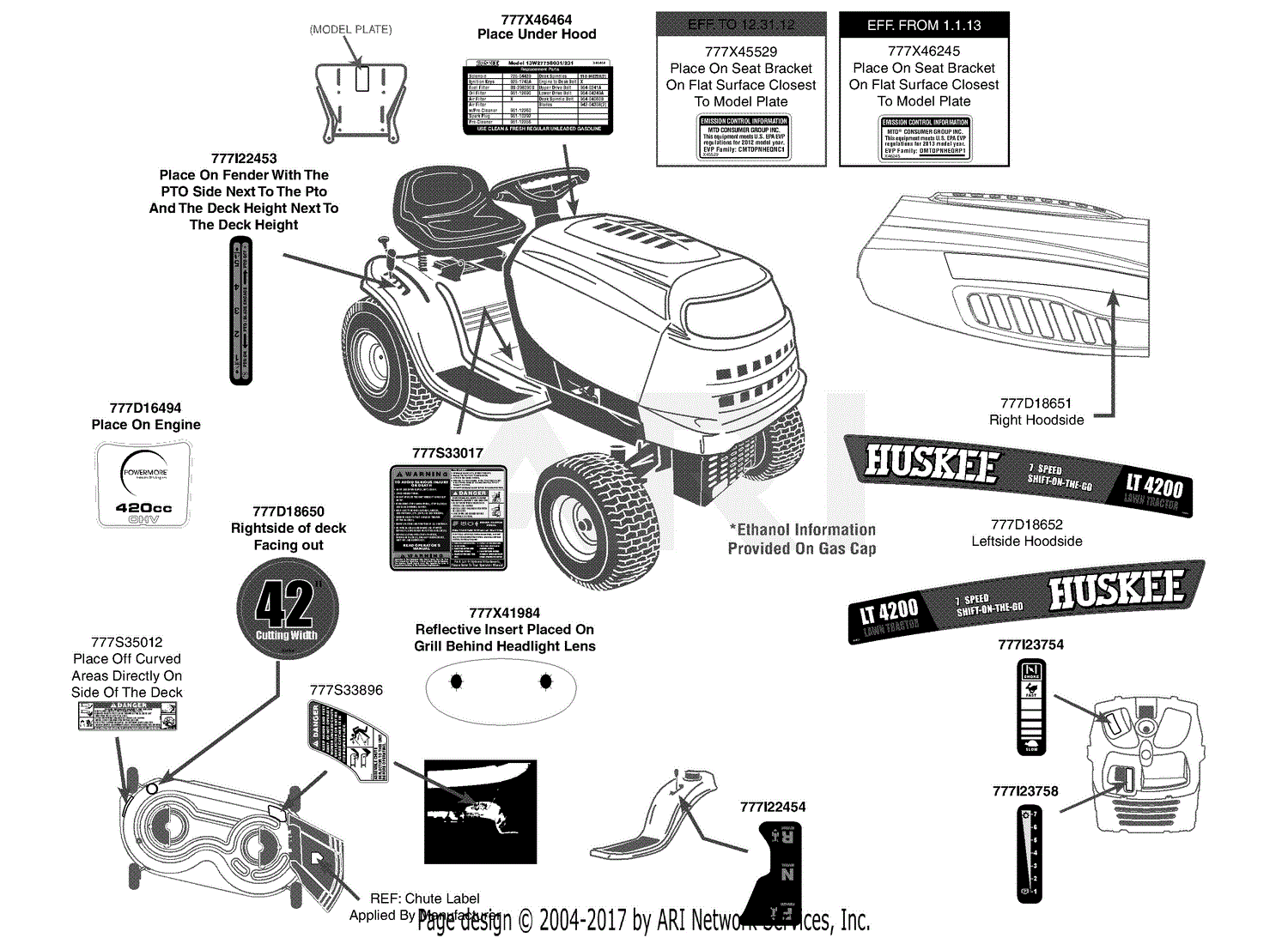 Mtd 13w2775s231 Lt4200 2013 Parts Diagram For Label Map. 