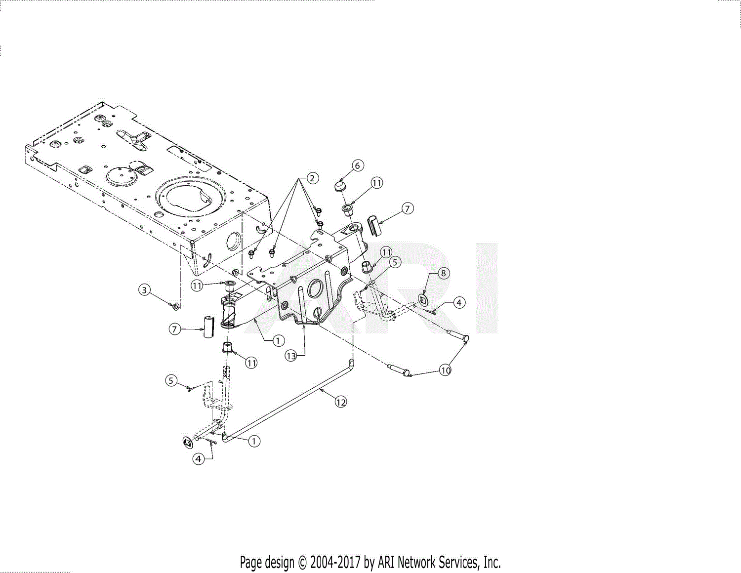 MTD 13WN77SS031 (LT4200) (2017) Parts Diagram for Pivot Axle