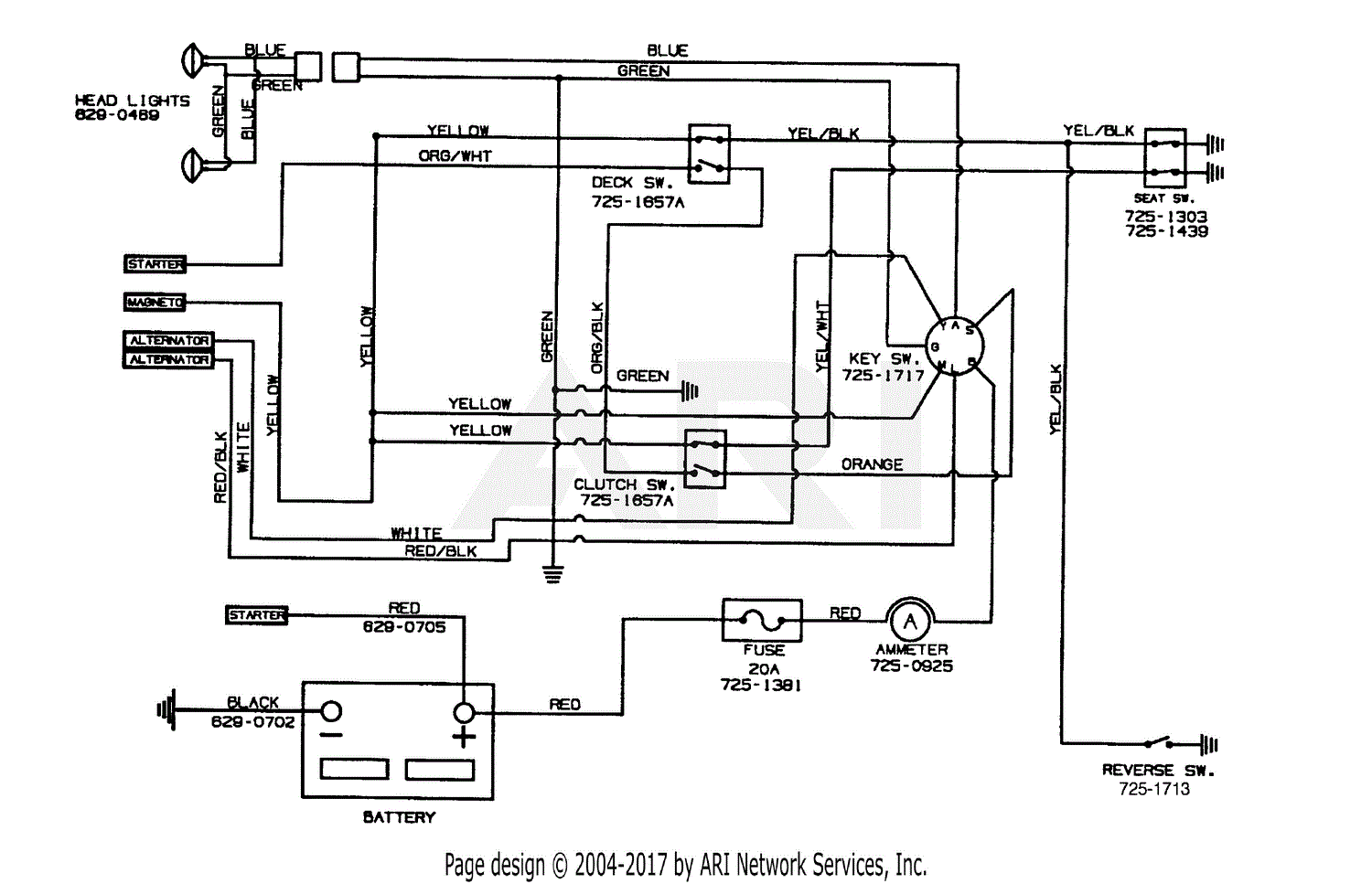 MTD 14AS833H131 (1997) Parts Diagram for Electrical/Switches