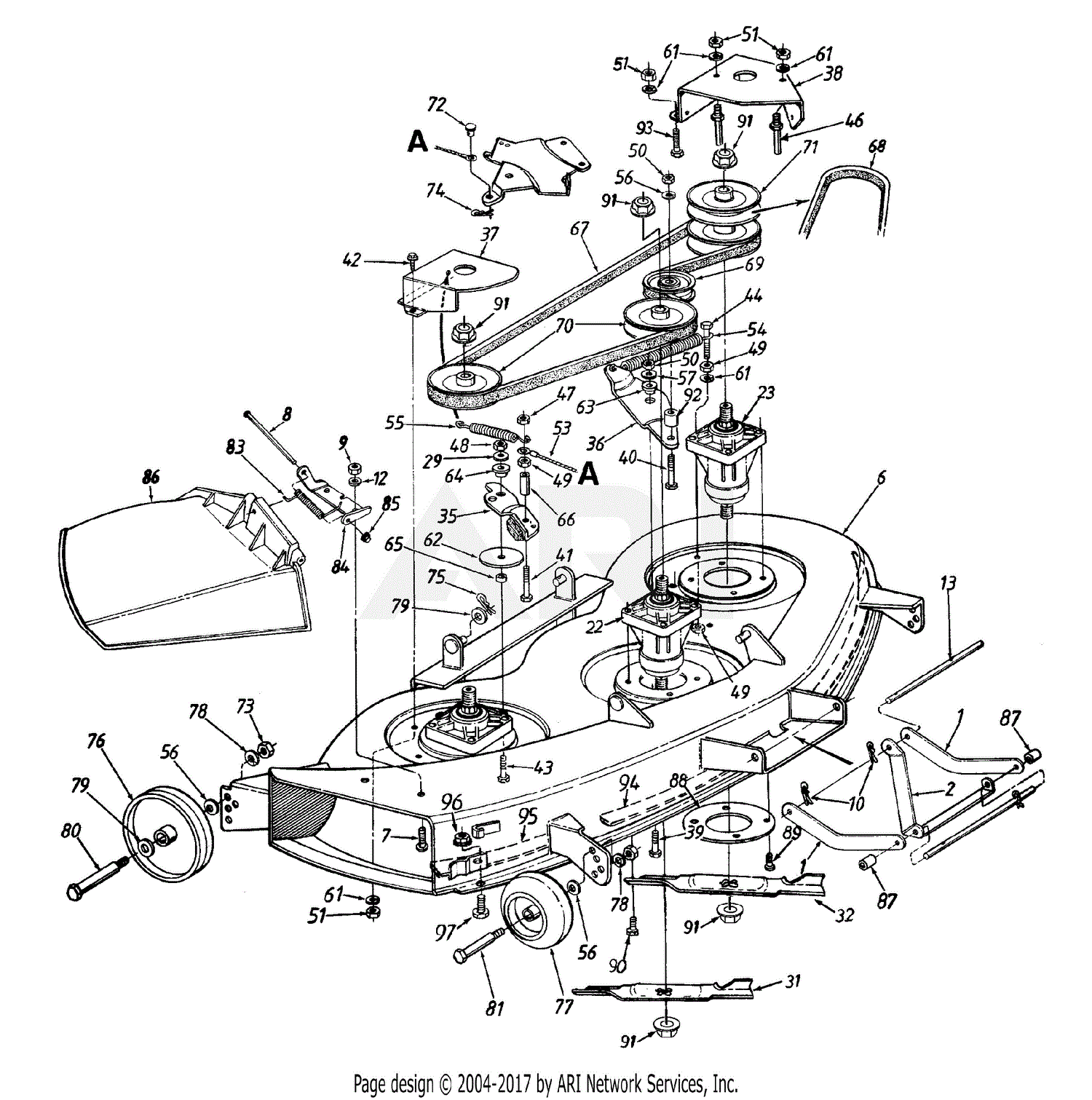 MTD 14BS833H131 (1998) Parts Diagram for Deck I