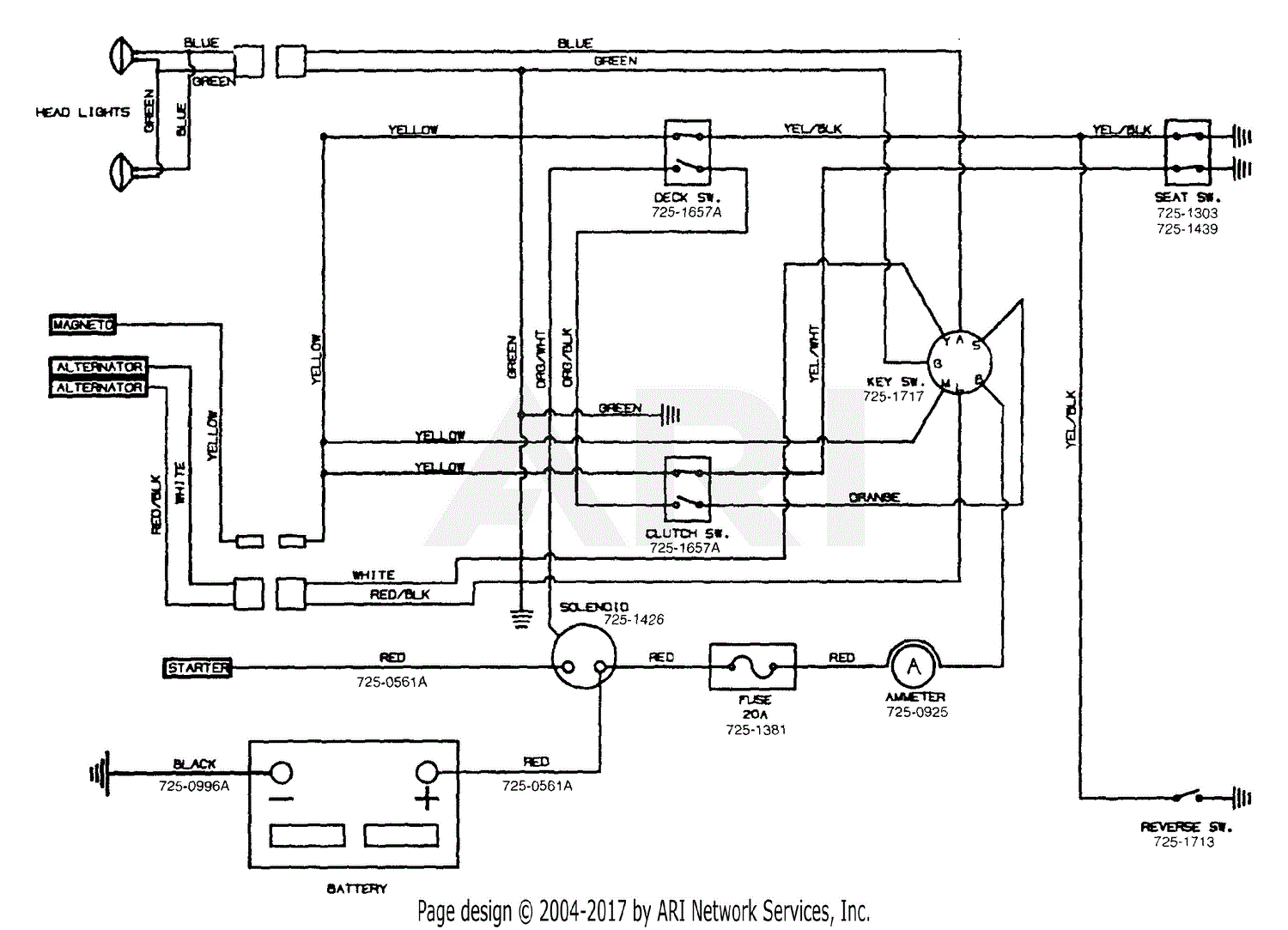 MTD 14AW834H401 (1999) Parts Diagram for Electrical