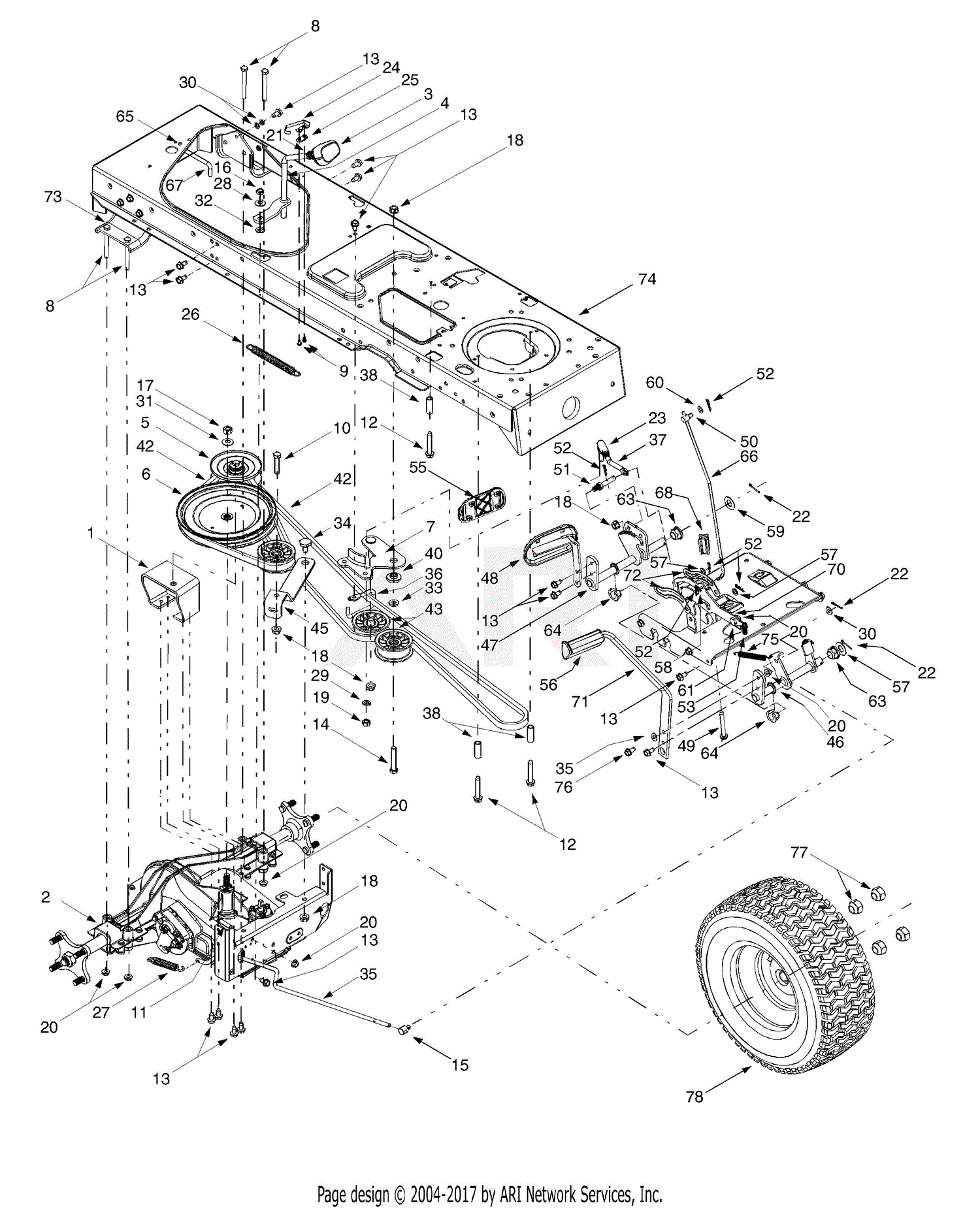 MTD 14AV808P016 (2000) Parts Diagram for Drive, Frame ... huskee tractor wiring diagram 