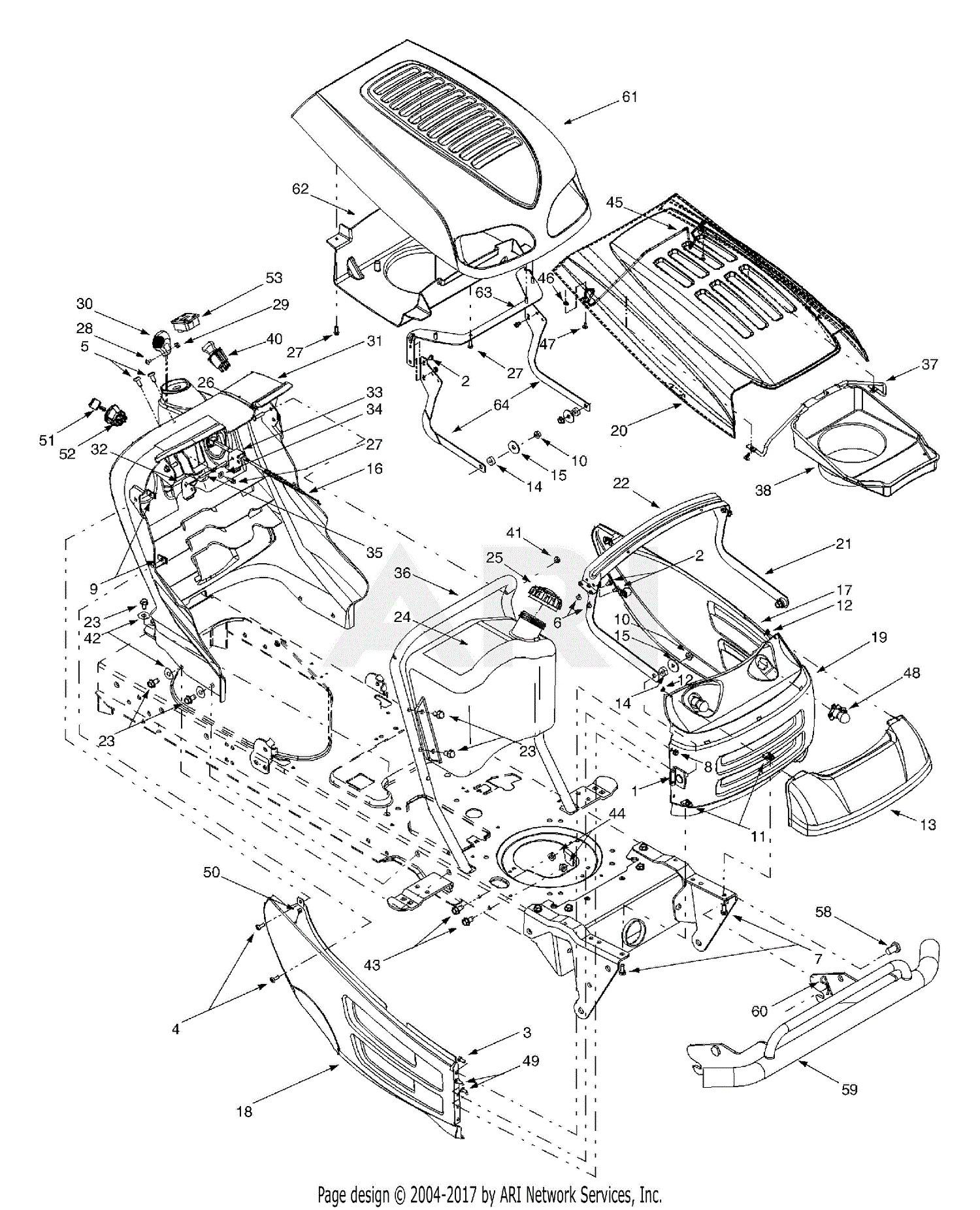 MTD 14AZ808K131 (2002) Parts Diagram for Hood & Electrical