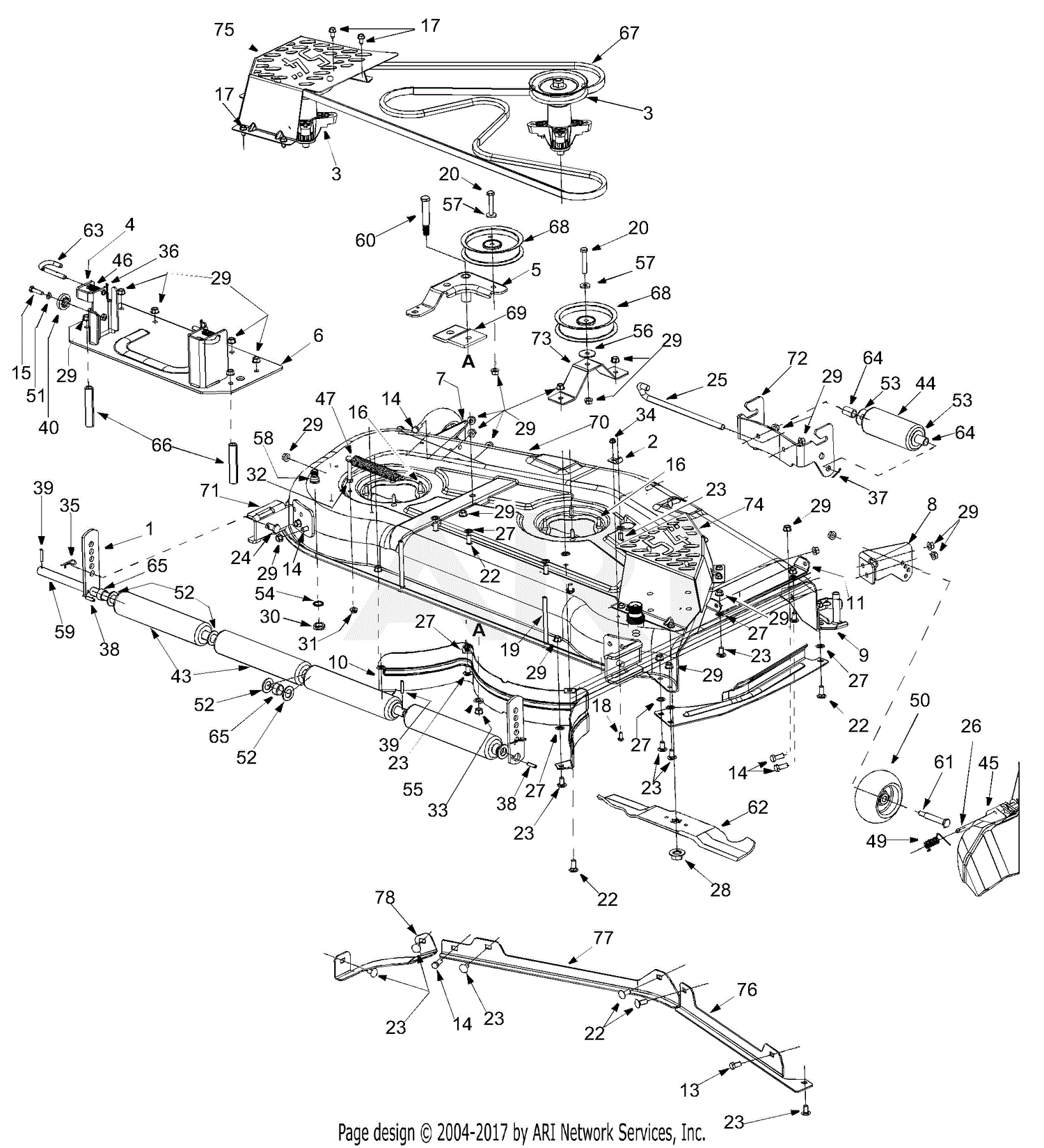 MTD 14AR808K131 (2003) Parts Diagram for Deck Assembly 54-Inch