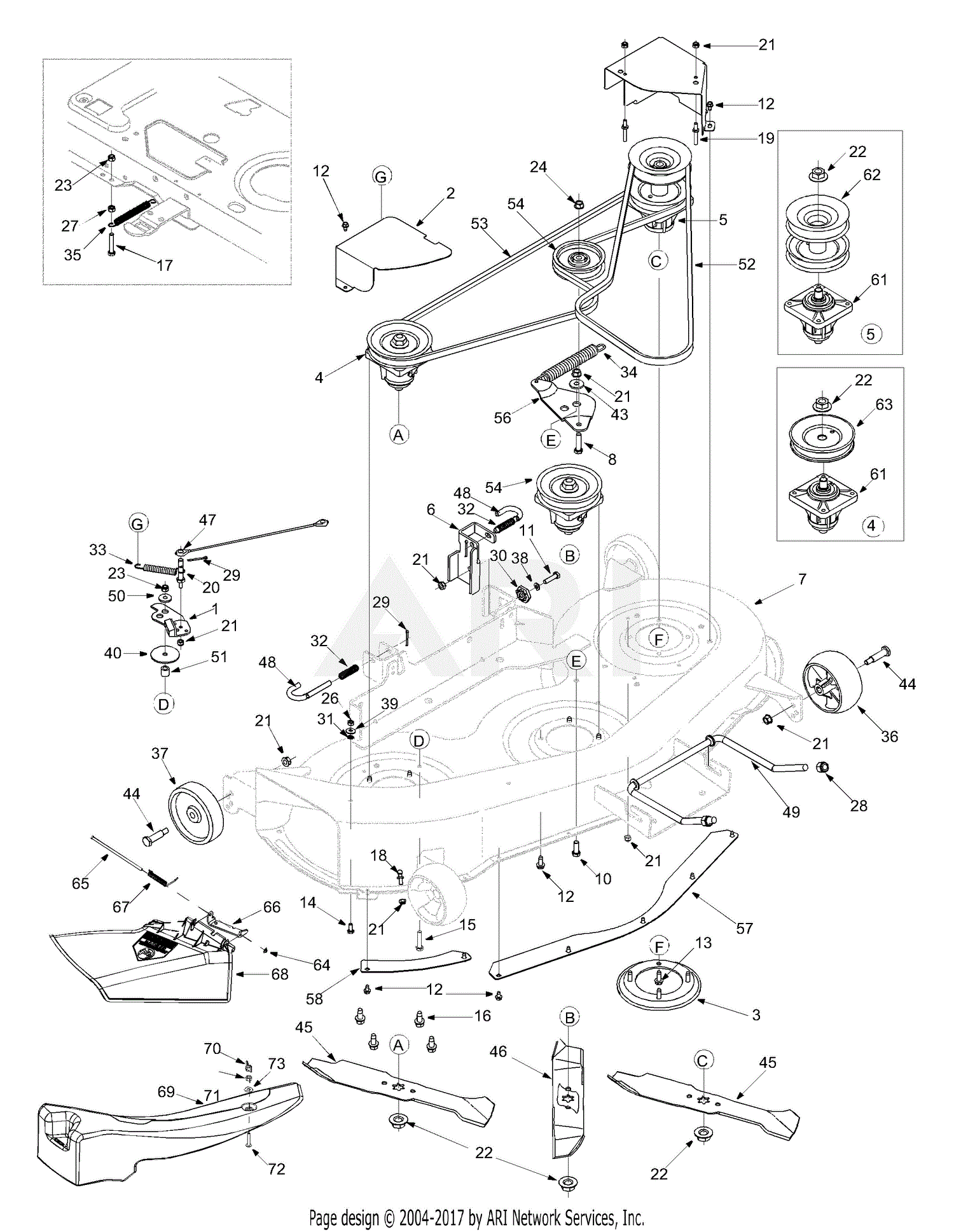 Mtd 14ai808h731  2004  Parts Diagram For Deck Assembly 46 Inch