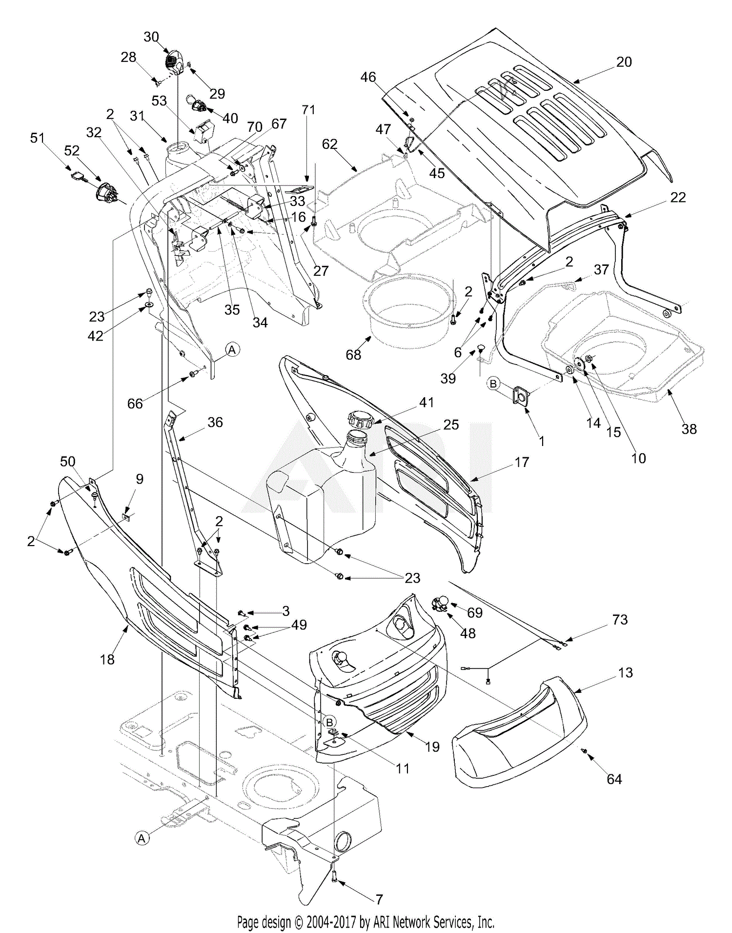 MTD 14AR808K731 (2004) Parts Diagram for Hood, Electrical