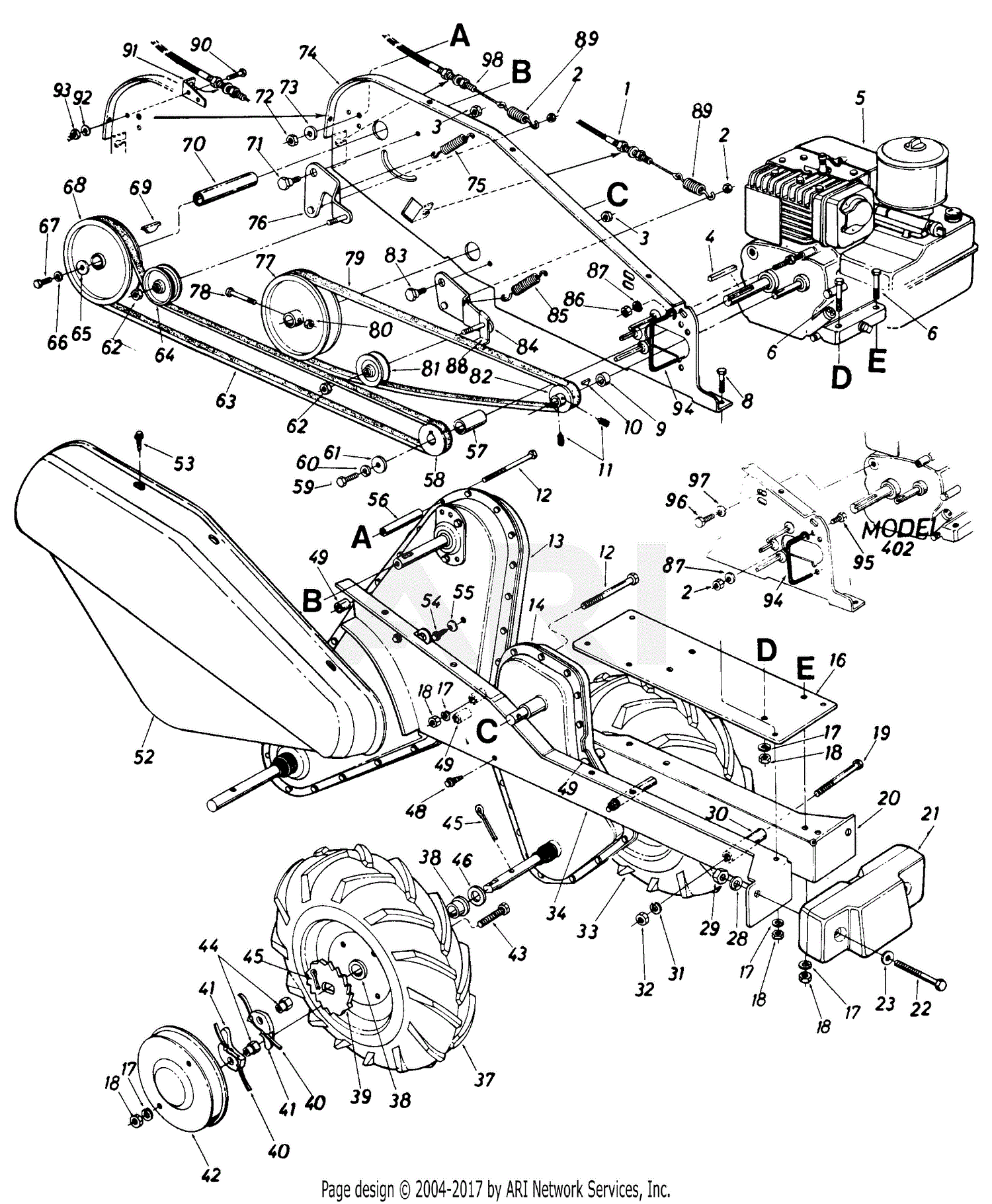 MTD Husky Mdl 405 Parts Diagram for Parts02