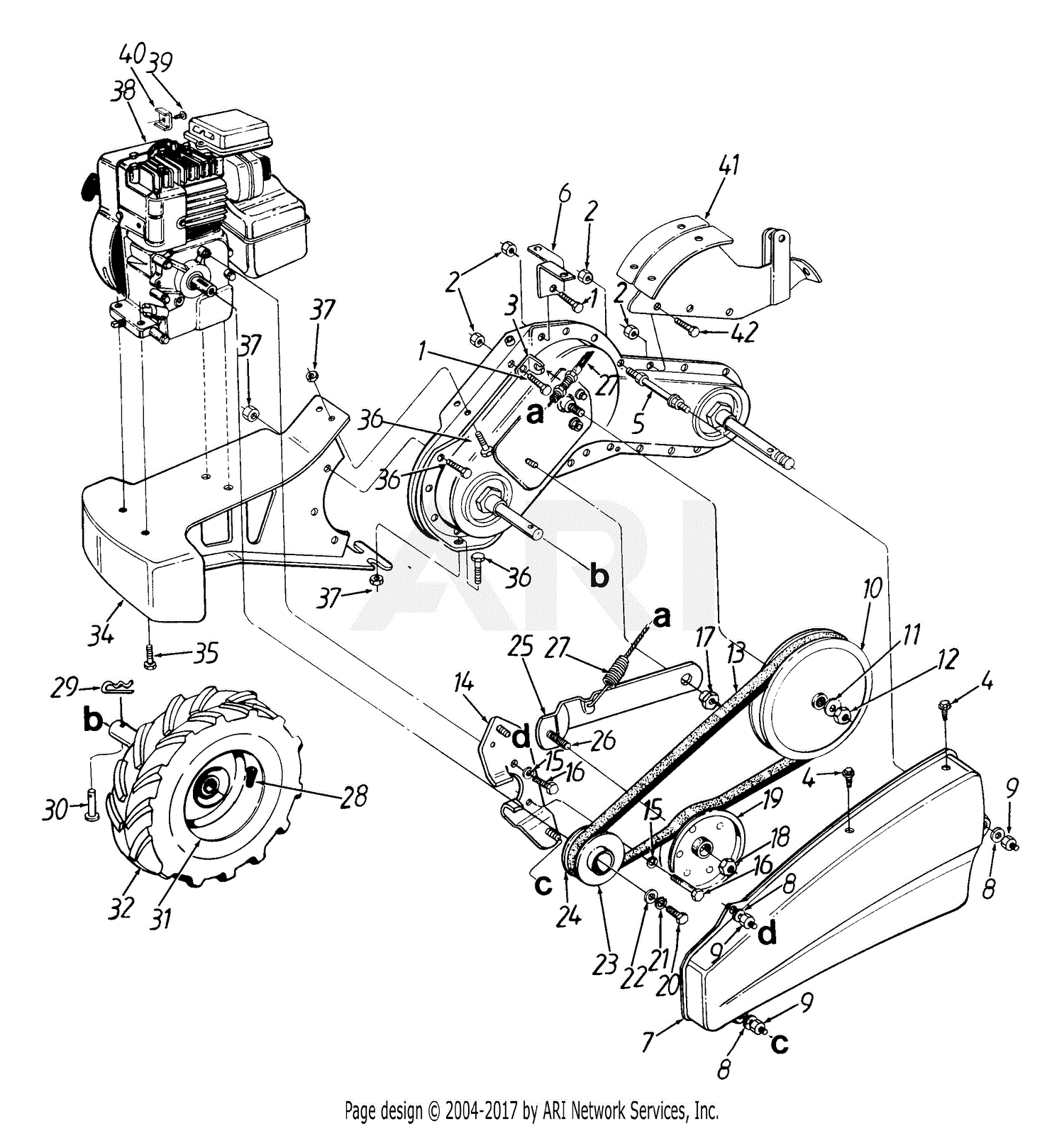 MTD 214-410-000 (1994) Parts Diagram for Engine And Wheel ...