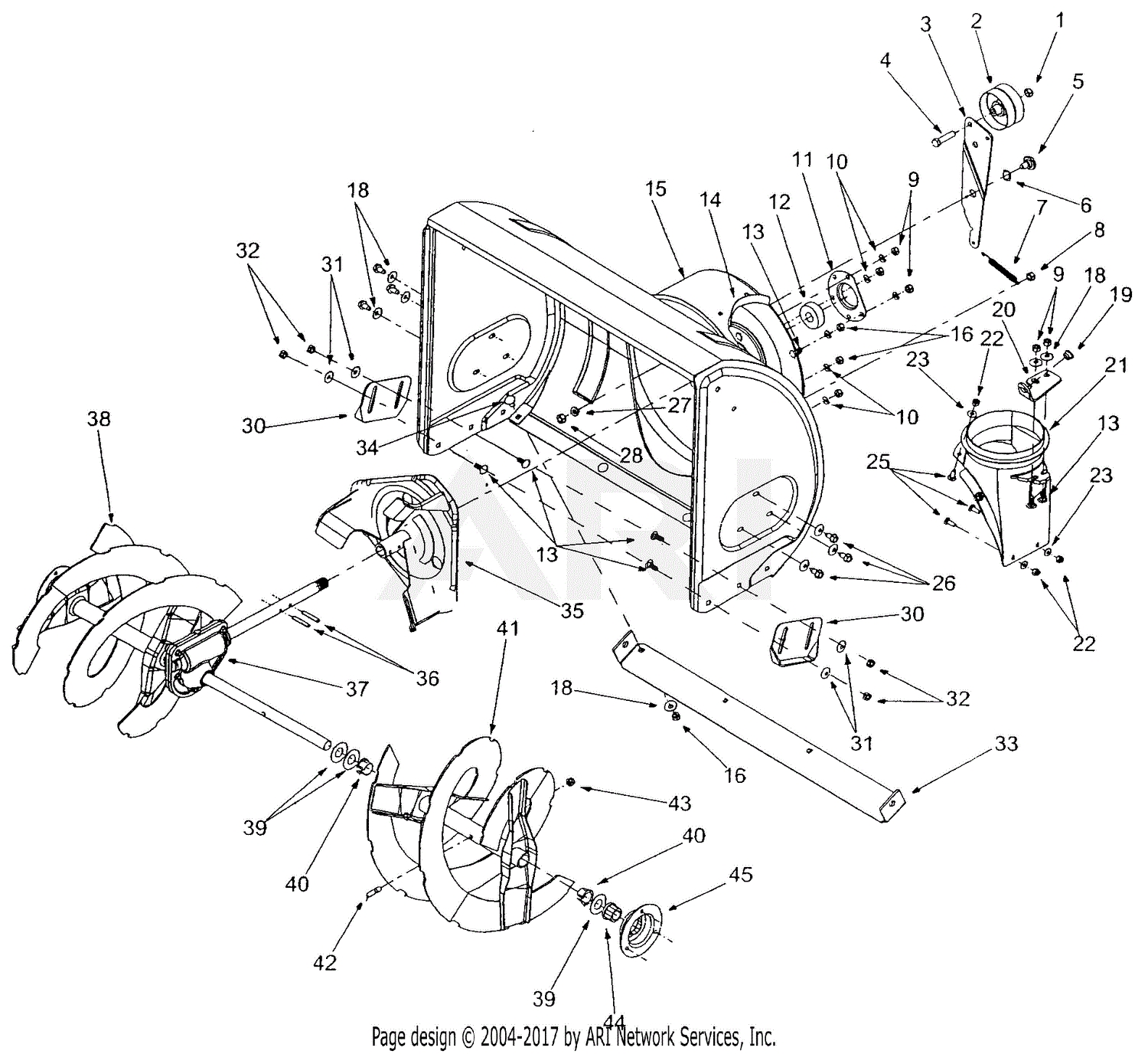 MTD 31AE640F149 (2001) Parts Diagram for Blower Housing