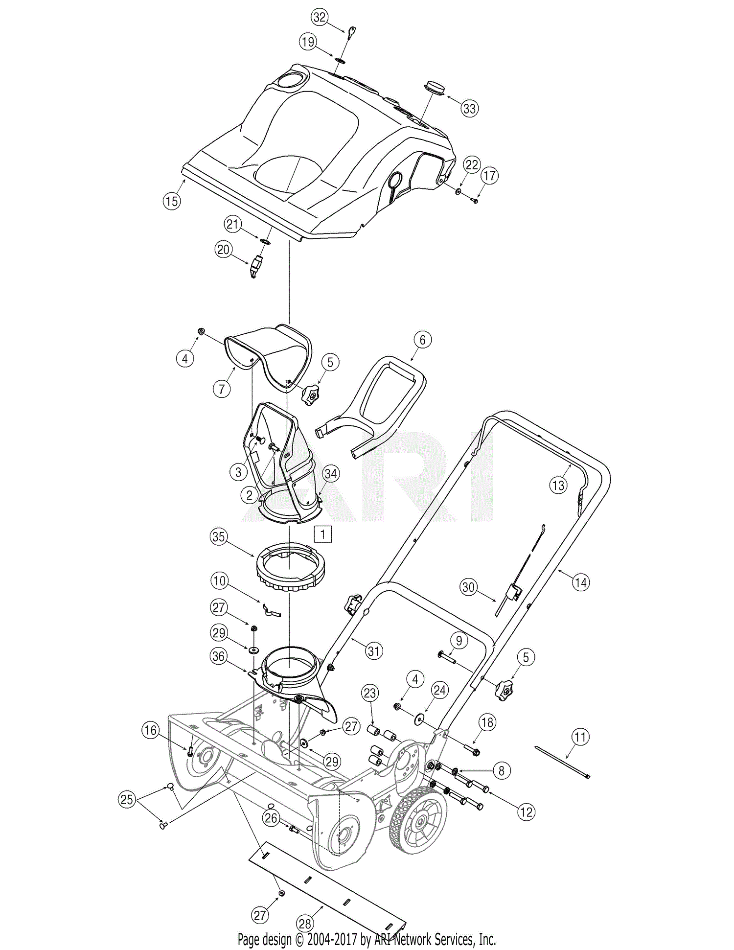 MTD 31AS231-729 (2006) Parts Diagram for Handle Assembly