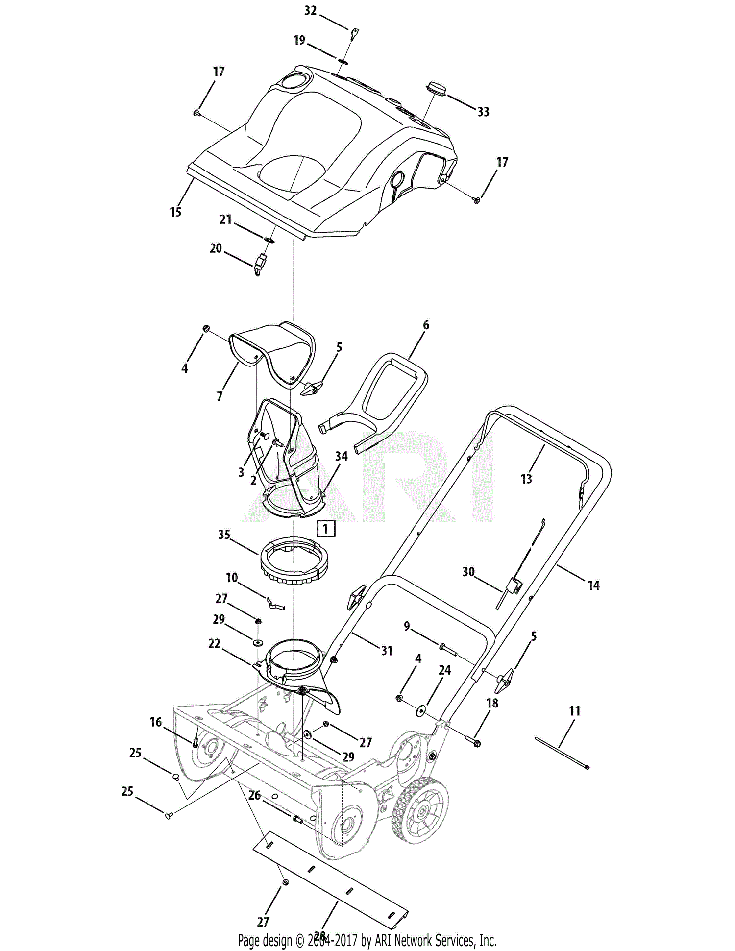 MTD 31AS231-729 (2007) Parts Diagram for Chute & Handle