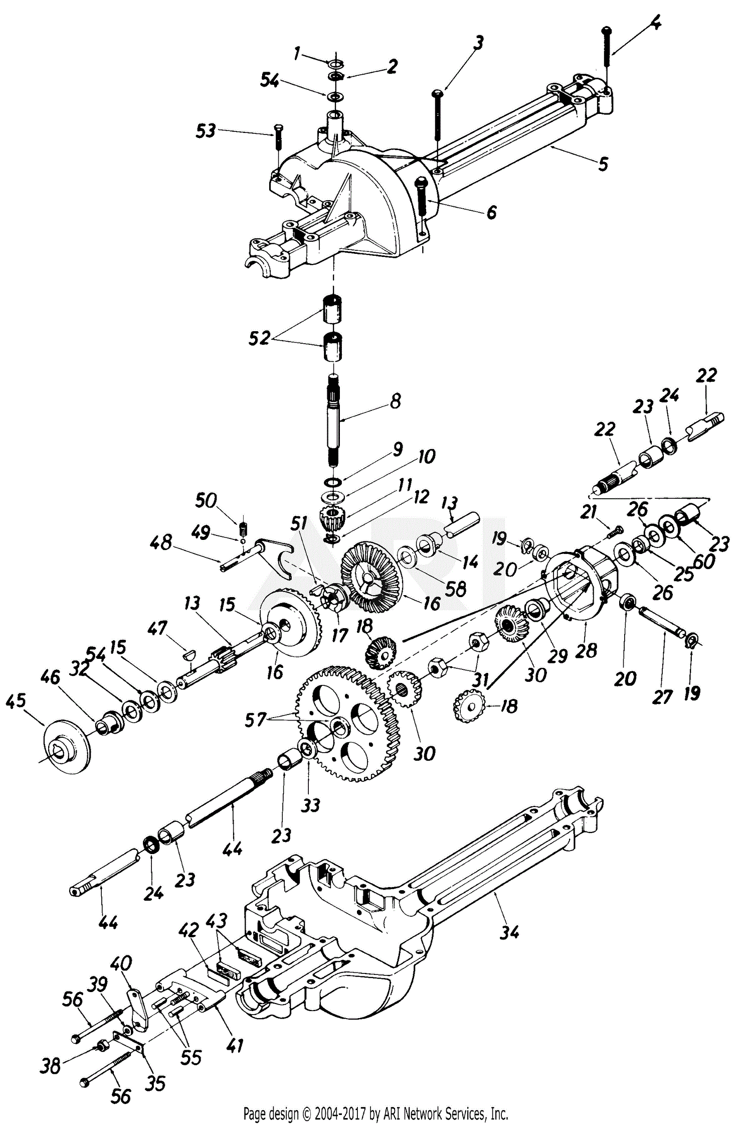 MTD Mastercut Mdl 131-452F701 Parts Diagram for Single Speed Transaxle ...