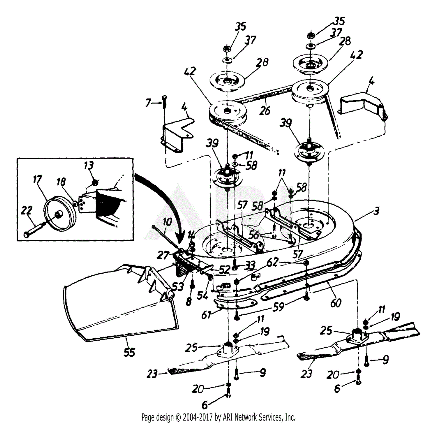 MTD 133L670G019 (822-118) (1993) Parts Diagram for Deck Assembly