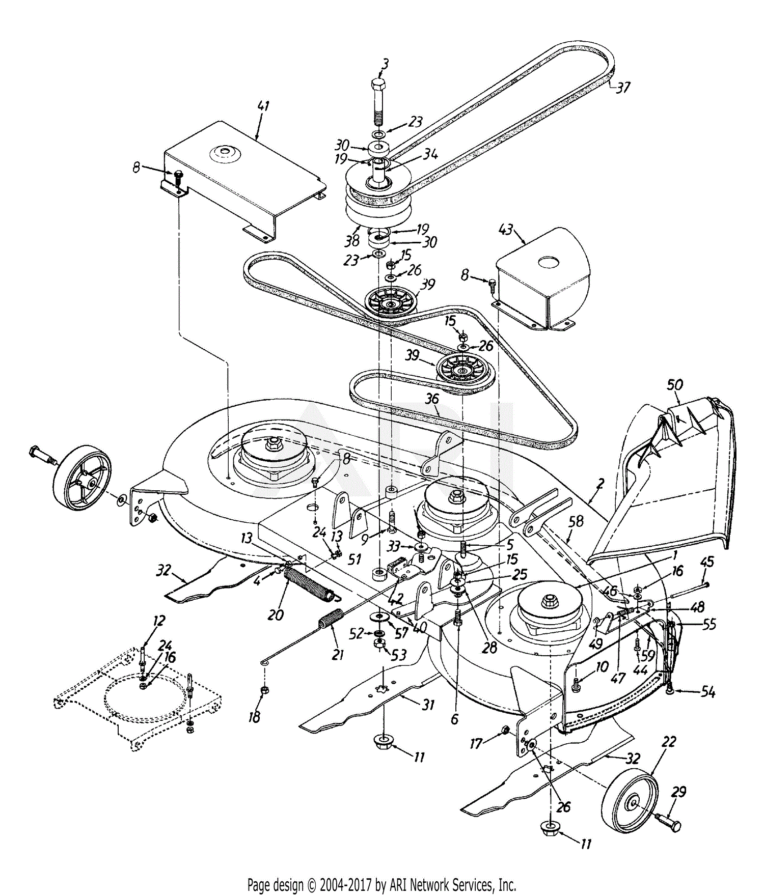 MTD 13AQ670H088 (TMO-3104600) (1997) Parts Diagram for Deck Assembly ...