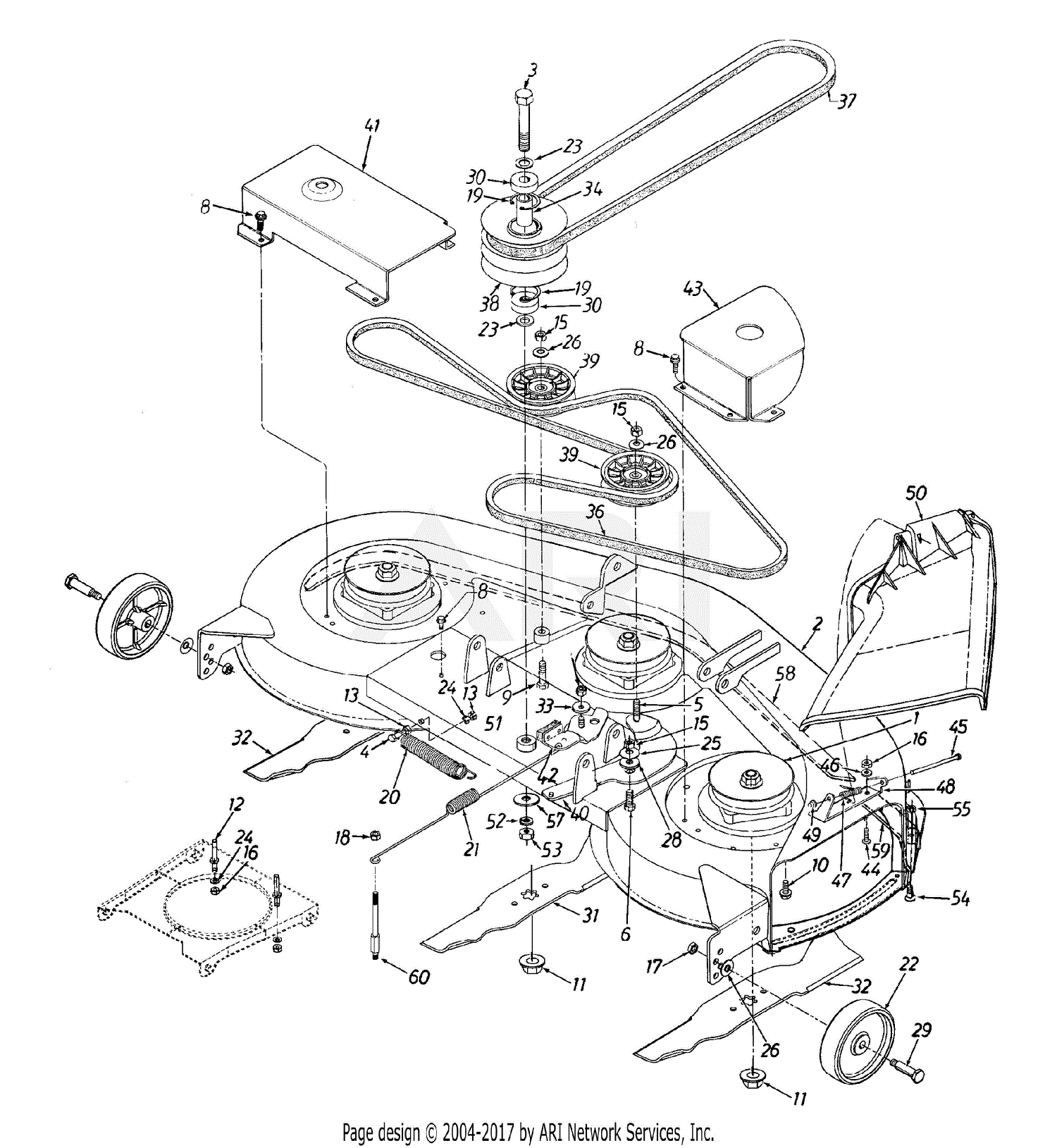MTD 13AO678H054 (1998) Parts Diagram for Deck Assembly craftsman 42 in wiring schematic 
