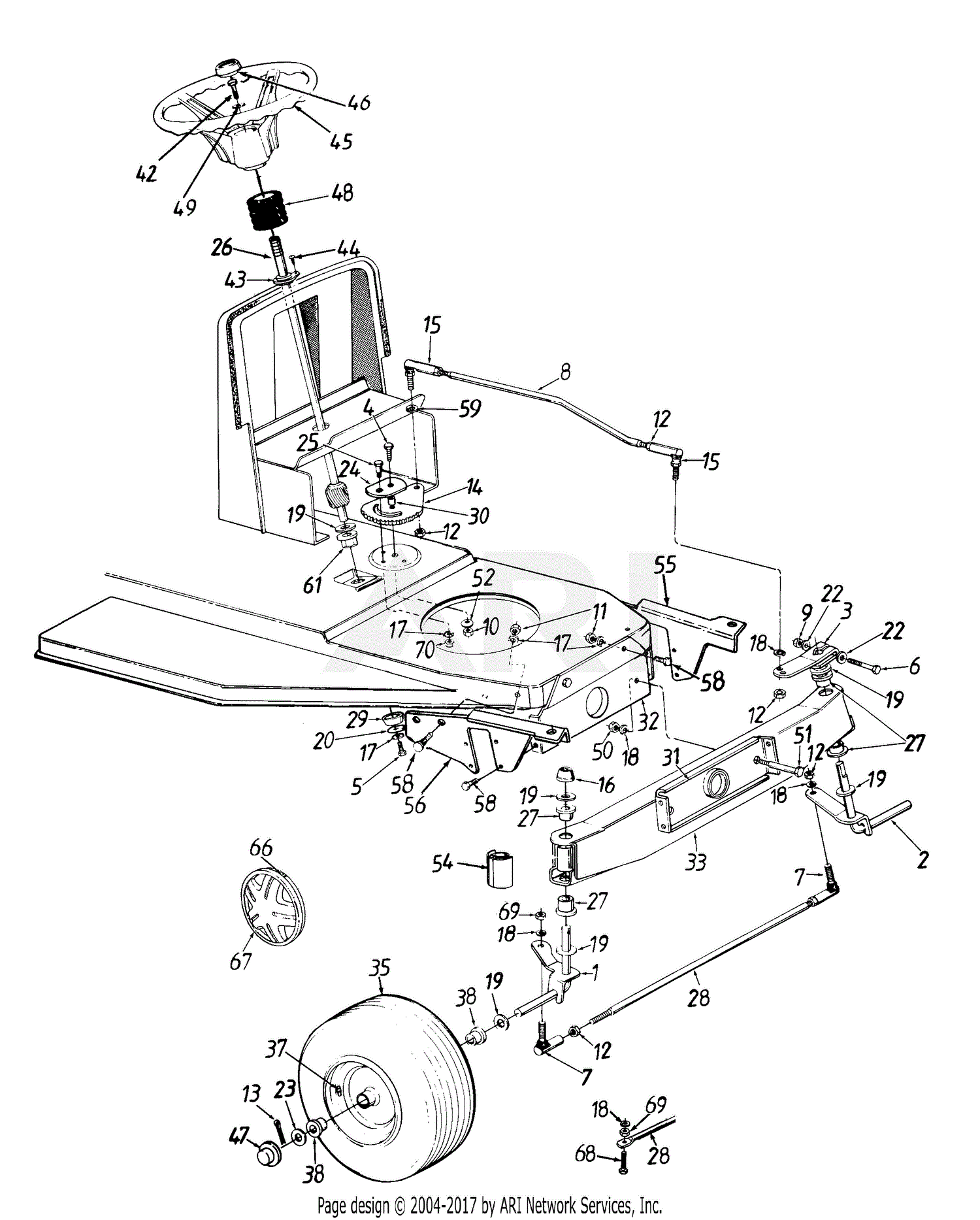 MTD 13AE451F000 (1998) Parts Diagram for Wheels, Front/Axle, Front ...