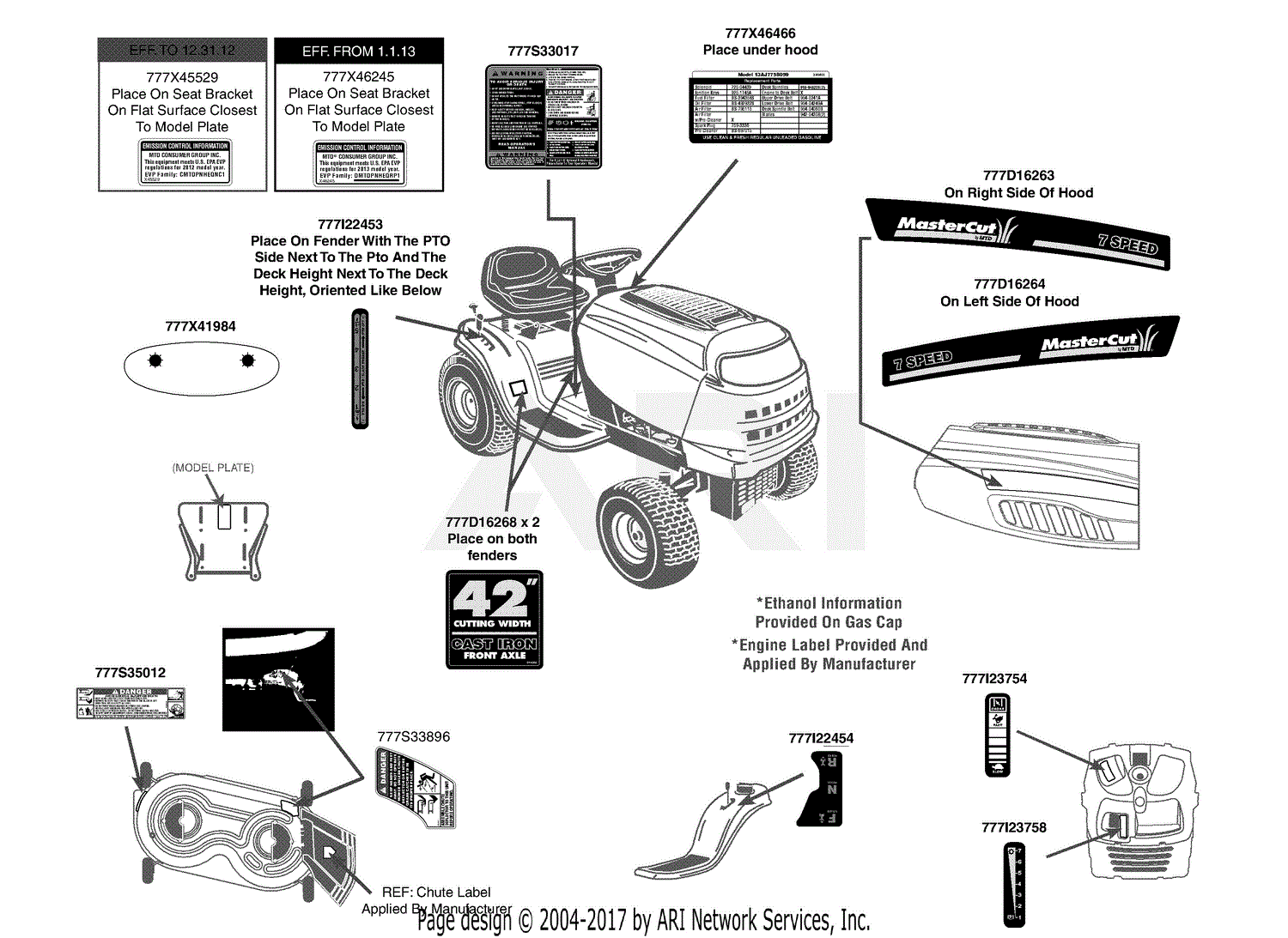 MTD 13AJ775S059 (2013) Parts Diagram for Label Map