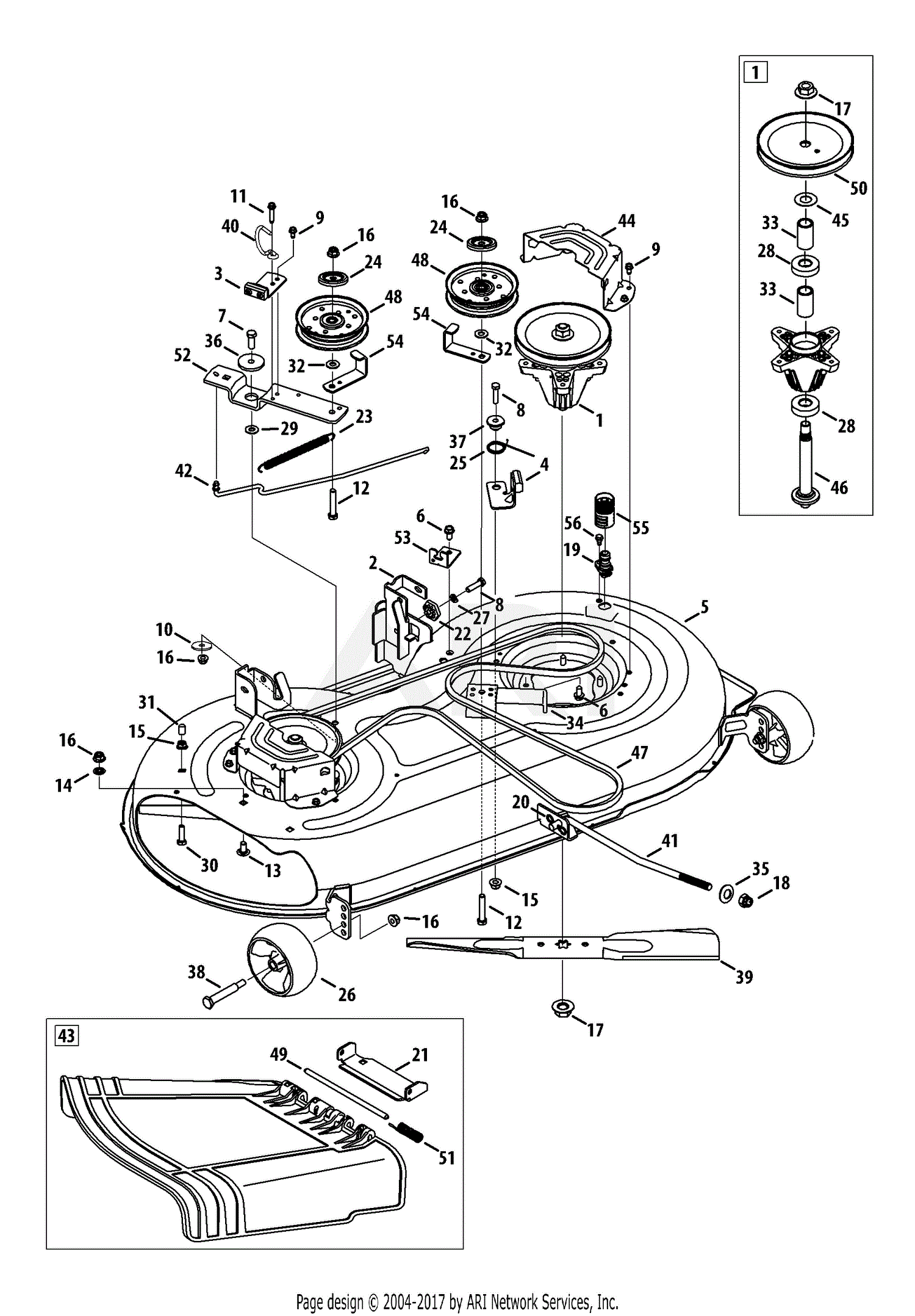 MTD 13AJ795S059 (2013) Parts Diagram for Mower Deck 42Inch