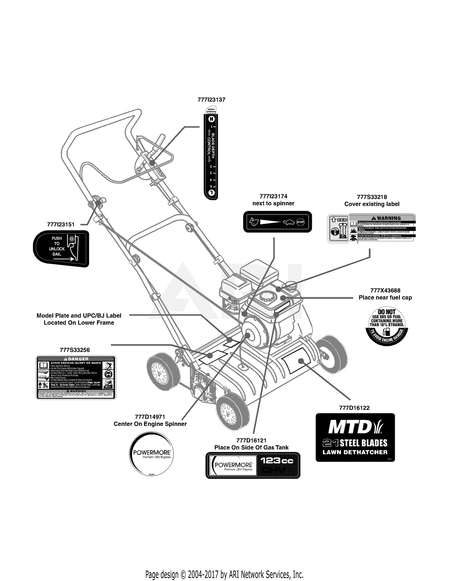 MTD 16CG5AMQ006 (2011) Parts Diagram for Label Map