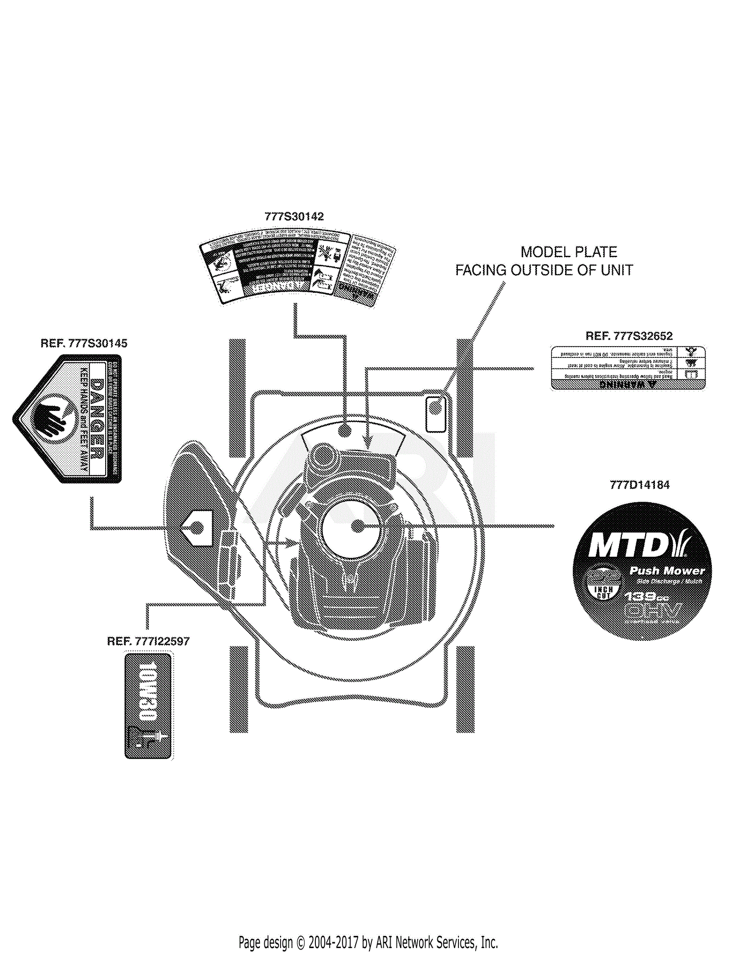 MTD 11A-50JC006 (2010) Parts Diagram for Label Map 11A-50JC push mower engine diagram 