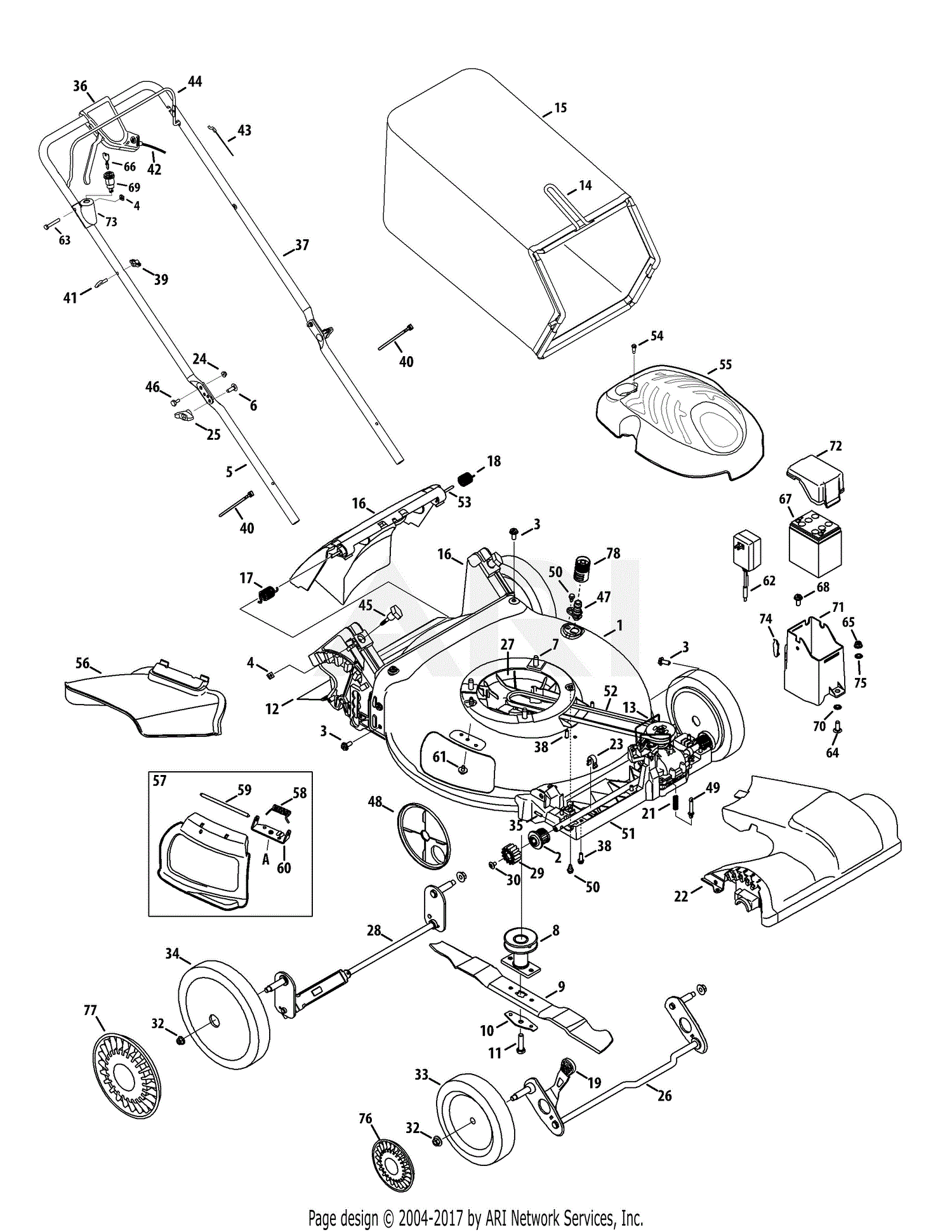 MTD 12AGB2JA004 (2012) Parts Diagram for General Assembly 12AXB2X