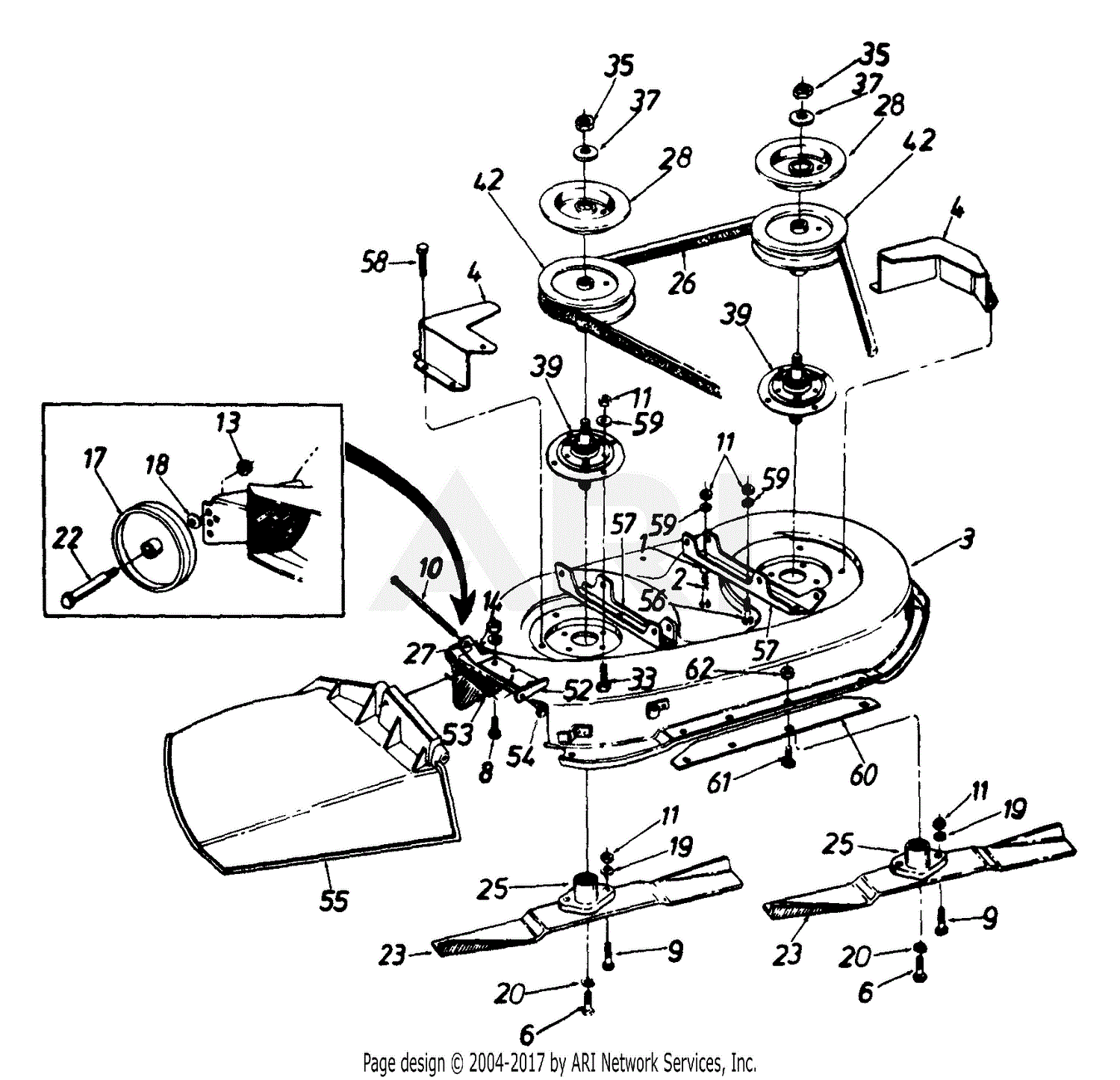 MTD 133L677F062 (95178) (1993) Parts Diagram for Deck Assembly