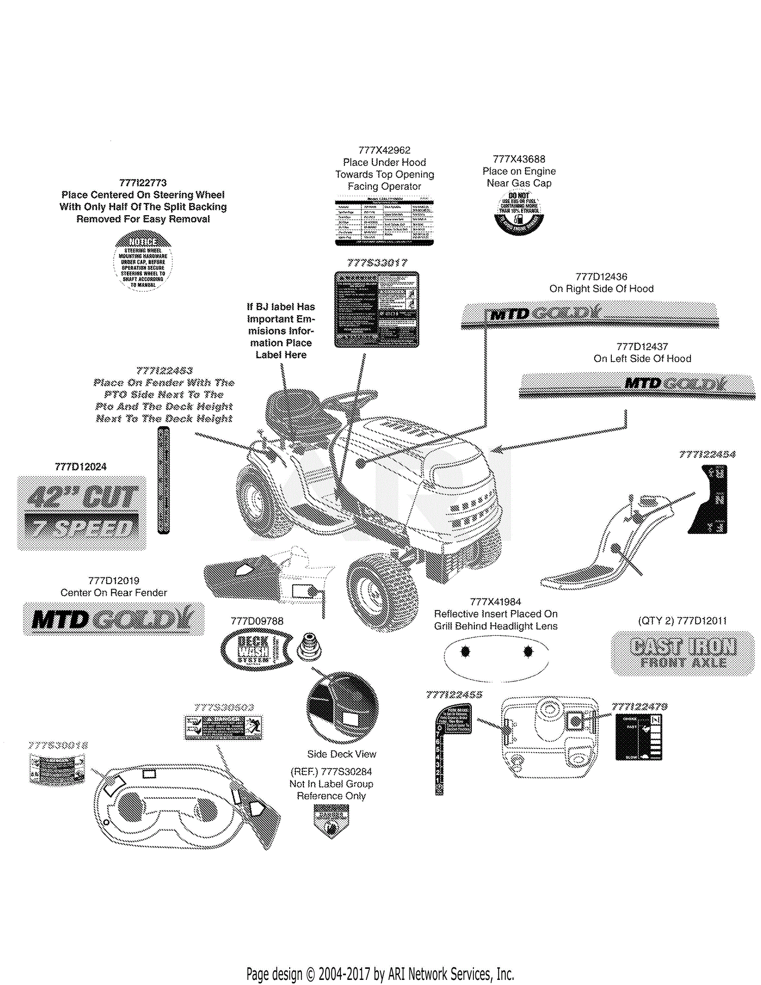 MTD 13AJ771G004 (2009) Parts Diagram for Label Map MTD Gold