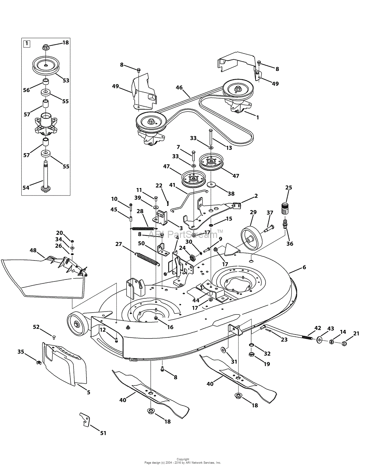 Mtd 13aj775g059  2009  Parts Diagram For Mower Deck 42 Inch