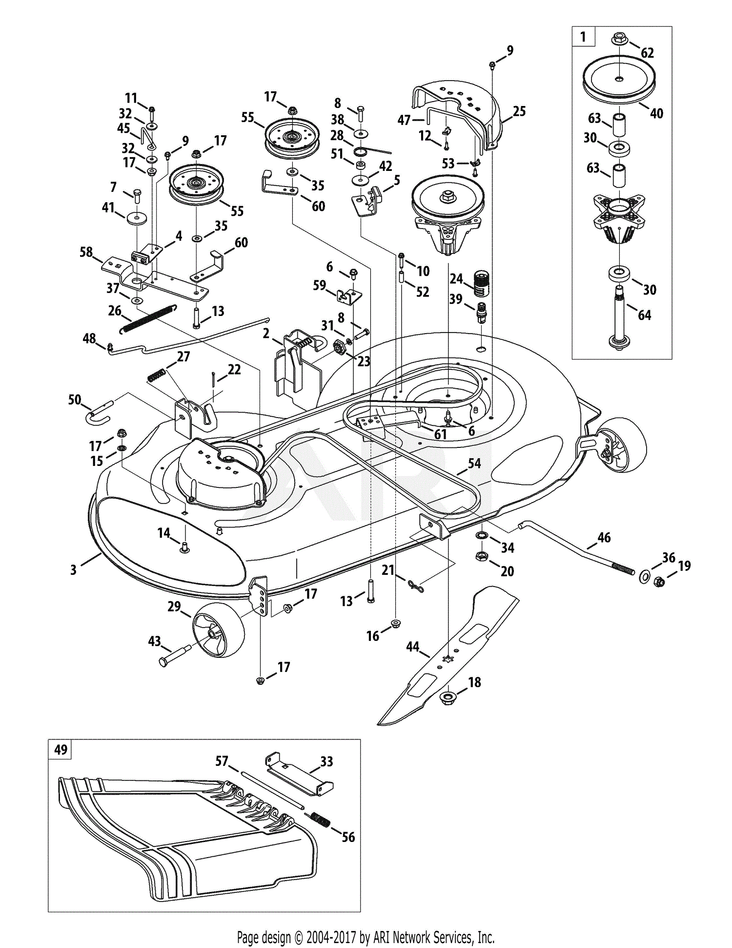 Mtd 13al771t004  2010  Parts Diagram For Mower Deck 46