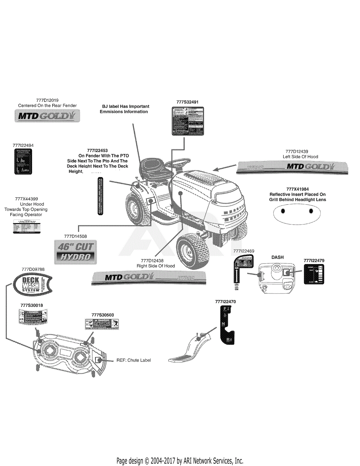 MTD 13AL795T004 (2010) Parts Diagram for Label Map MTD Gold 46 Inch