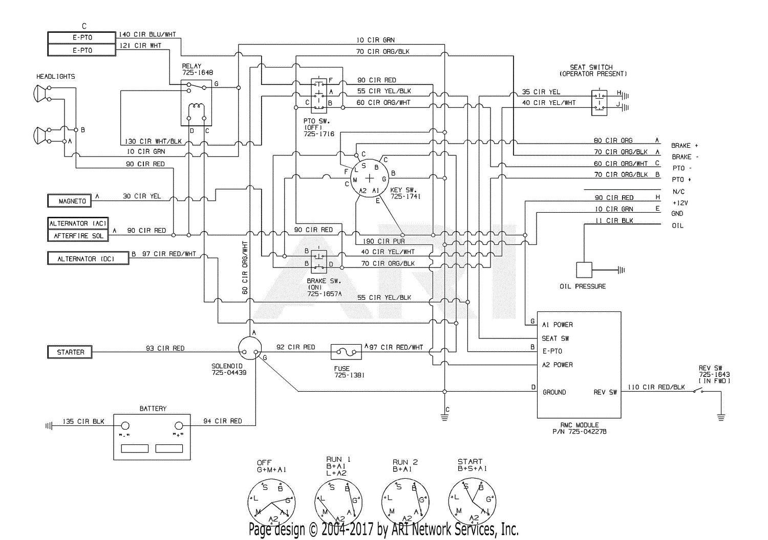 MTD 13AP925P004 (2013) Parts Diagram for Electrical Schematic