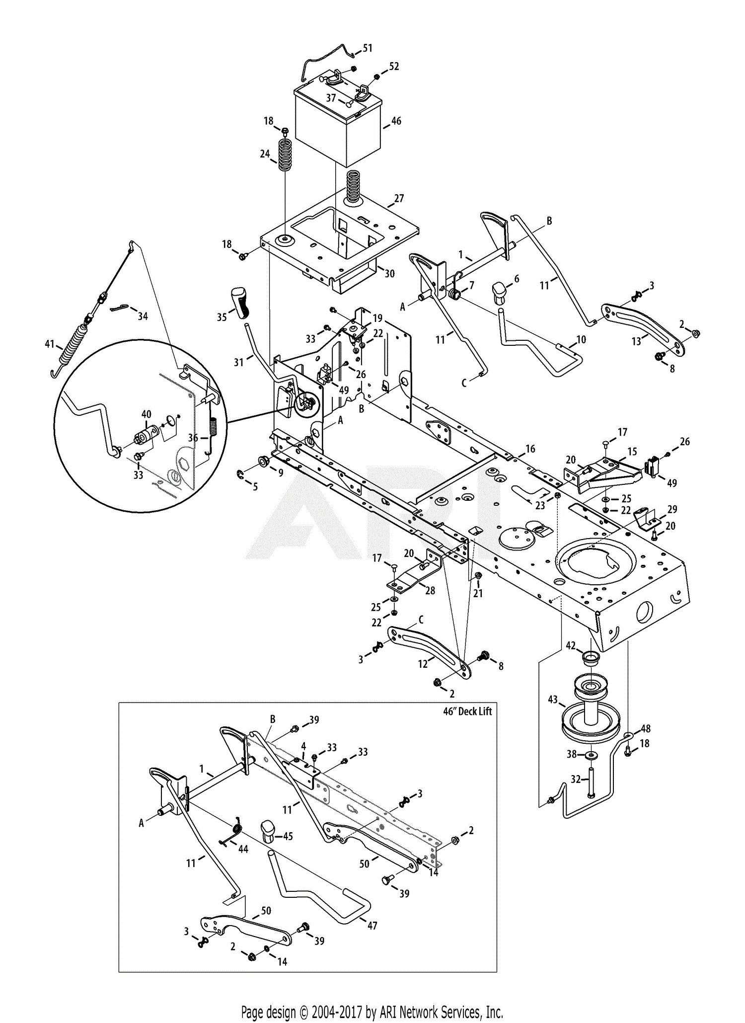 Mtd 13ax795s004 2013 Parts Diagram For Frame And Pto Lift