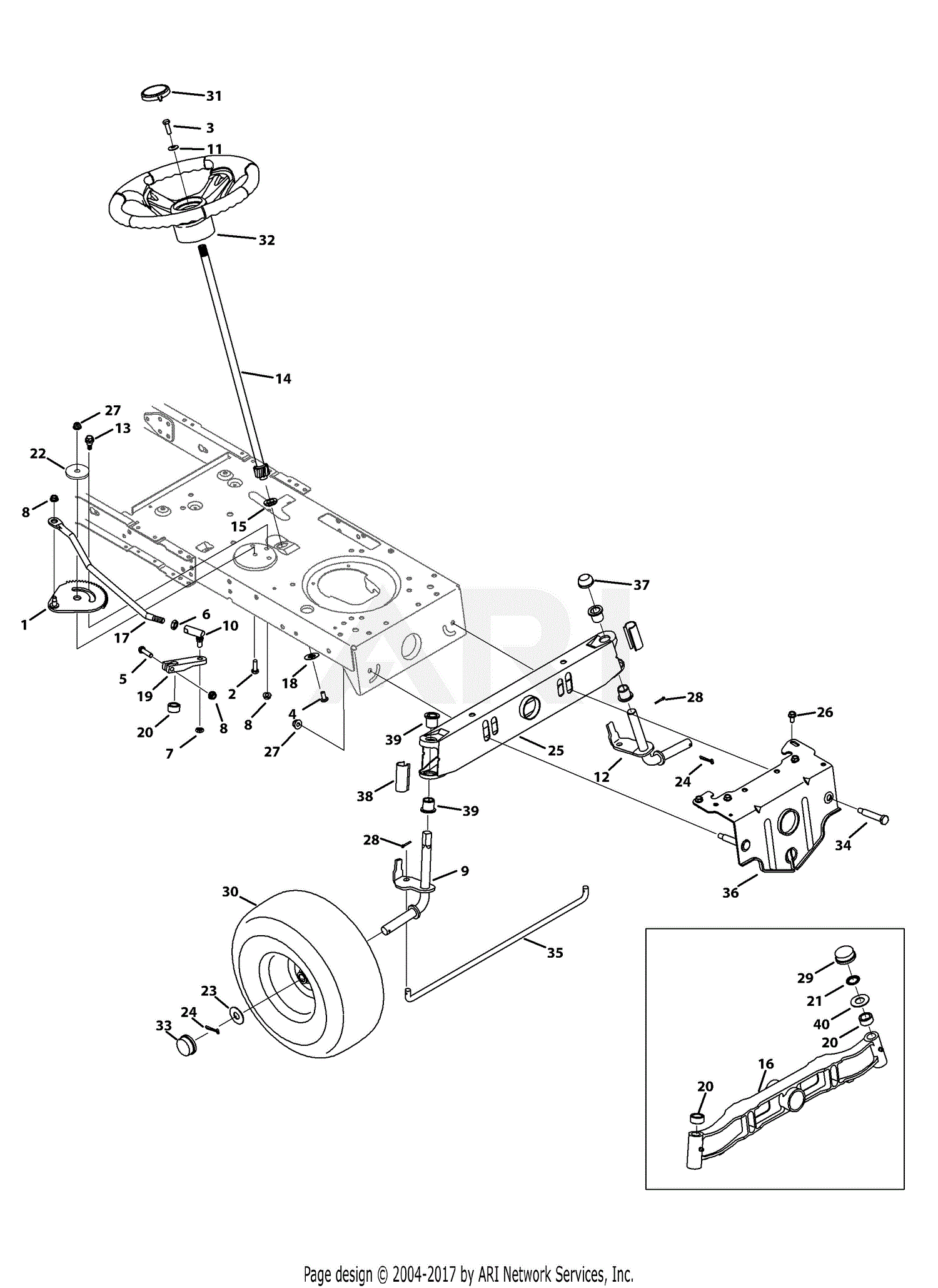 Mtd 13ax795s004 2013 Parts Diagram For Front End Steering