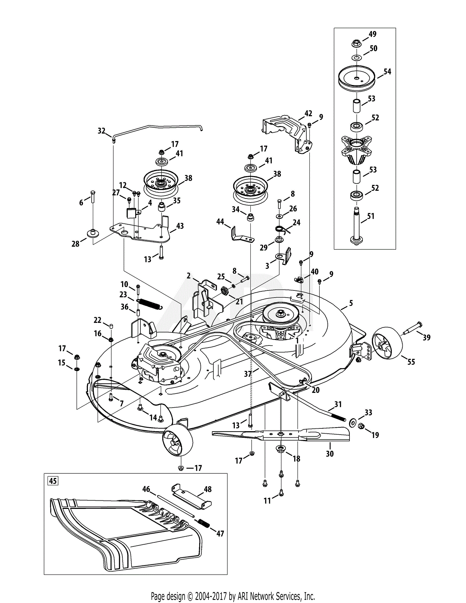 MTD 13AX795S004 (2014) Parts Diagram for Mower Deck (May 27, 2014 ...