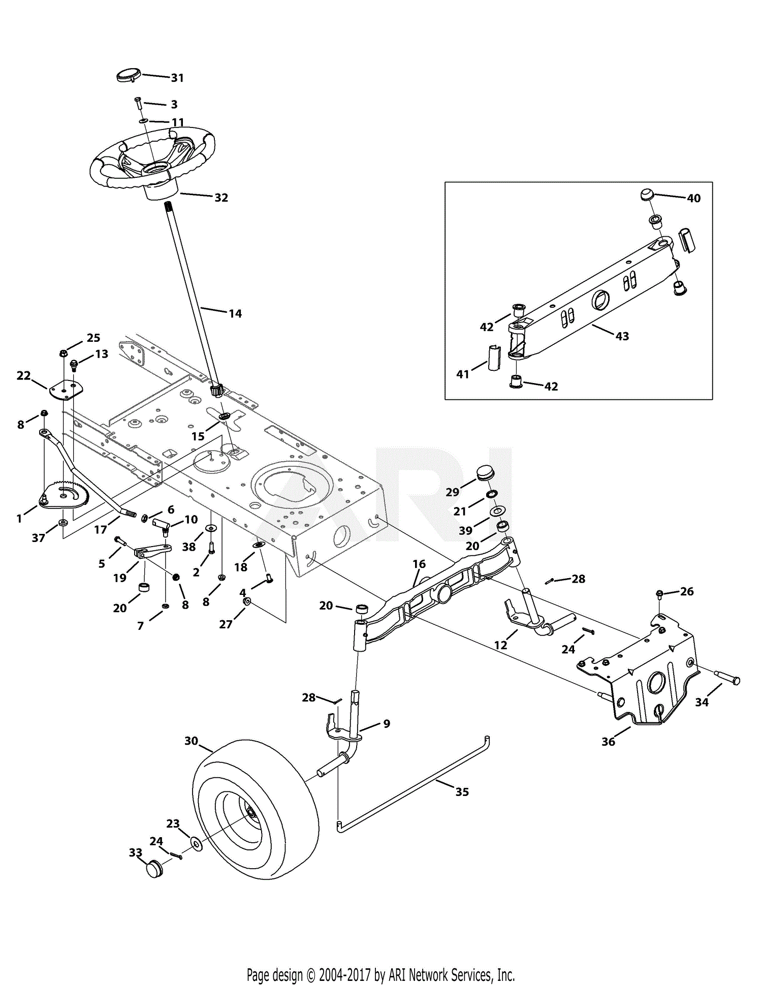 MTD 13AX795S004 (2015) Parts Diagram for Front End Steering