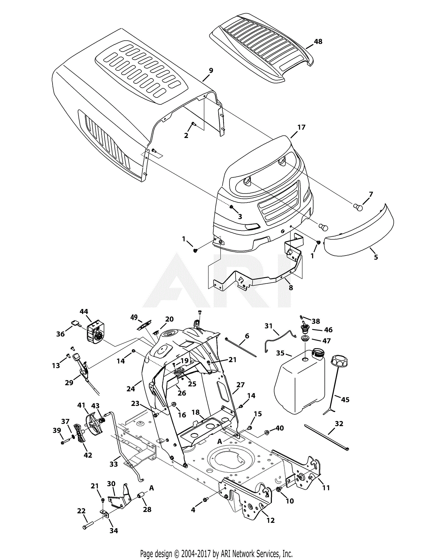 Mtd 13ax795s004  2015  Parts Diagram For Hood