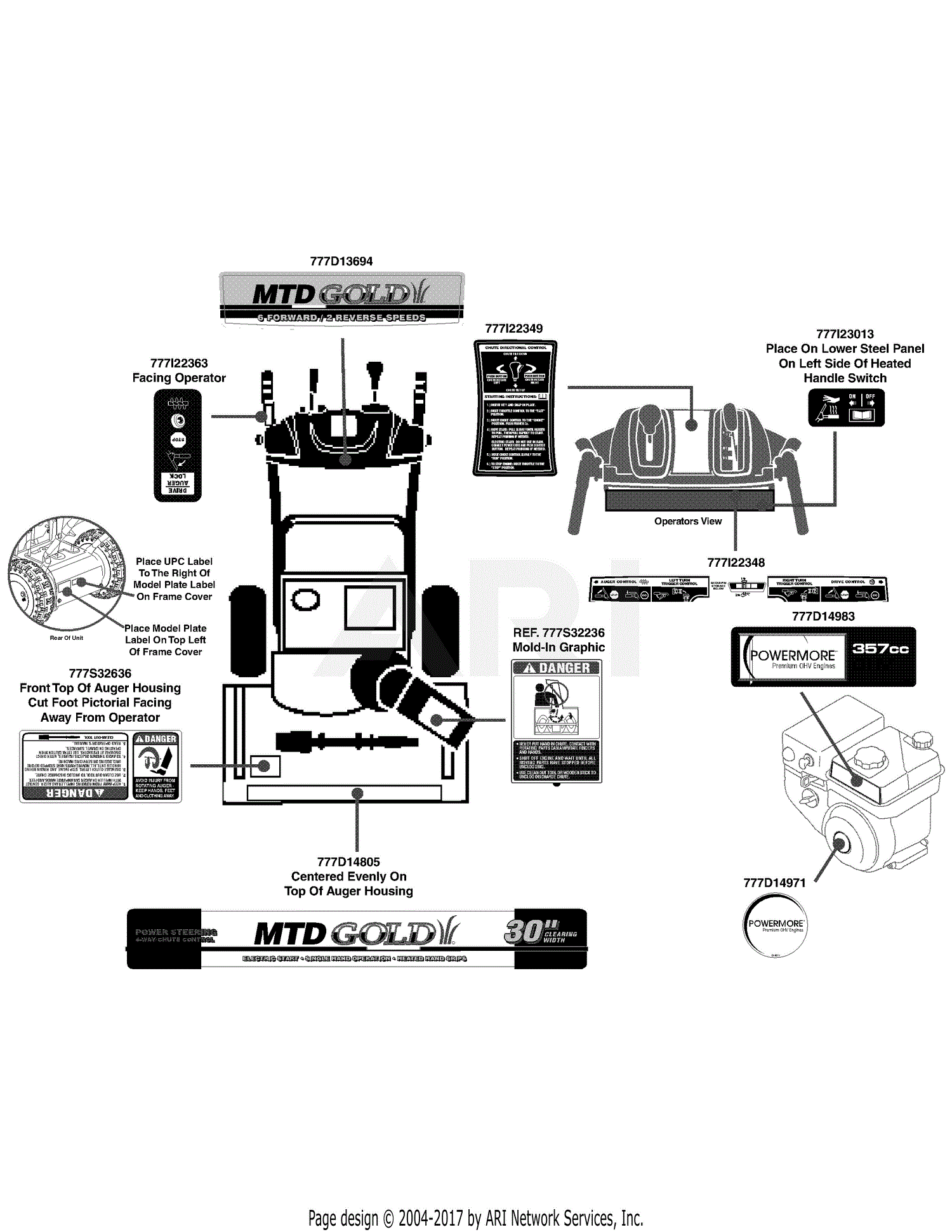 MTD 31AH55LH704 (2012) Parts Diagram for Label Map MTD Gold