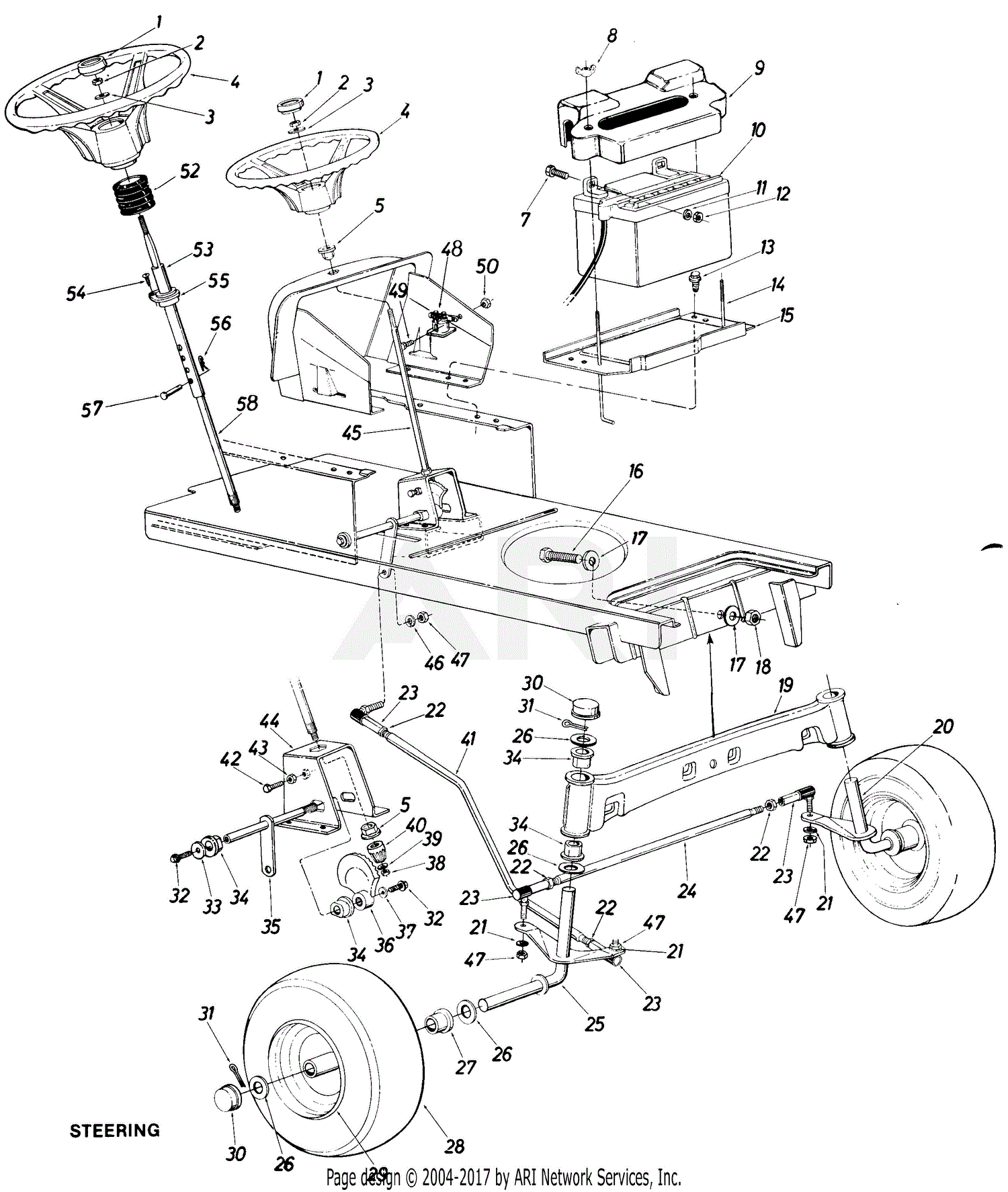 MTD 045-0809 (1985) Parts Diagram for Steering