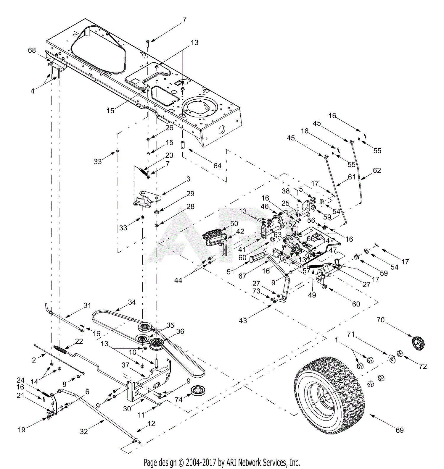 MTD 14AZ818H706 (2004) Parts Diagram for Drive, Controls