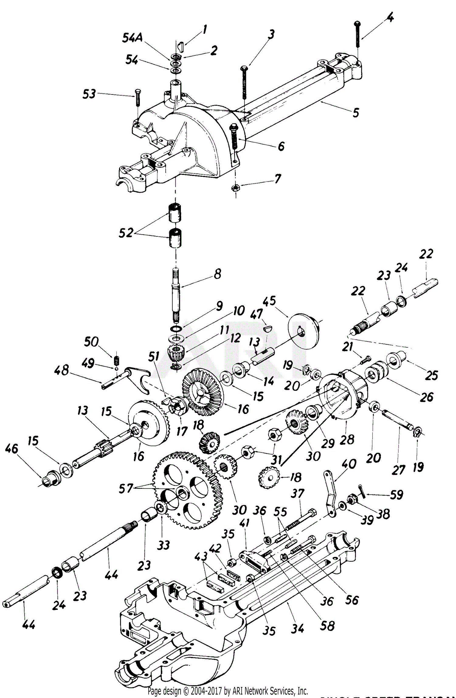 MTD Grass Handler Mdl 1057/850-0308 Parts Diagram for Single Speed