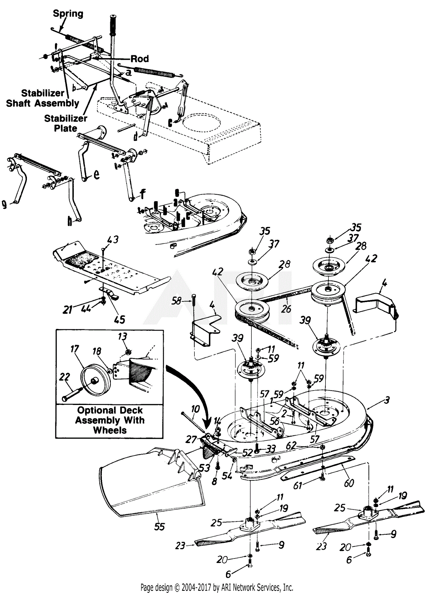 MTD Hechinger Mdl 131-643F372/06-425953 Parts Diagram for Deck F