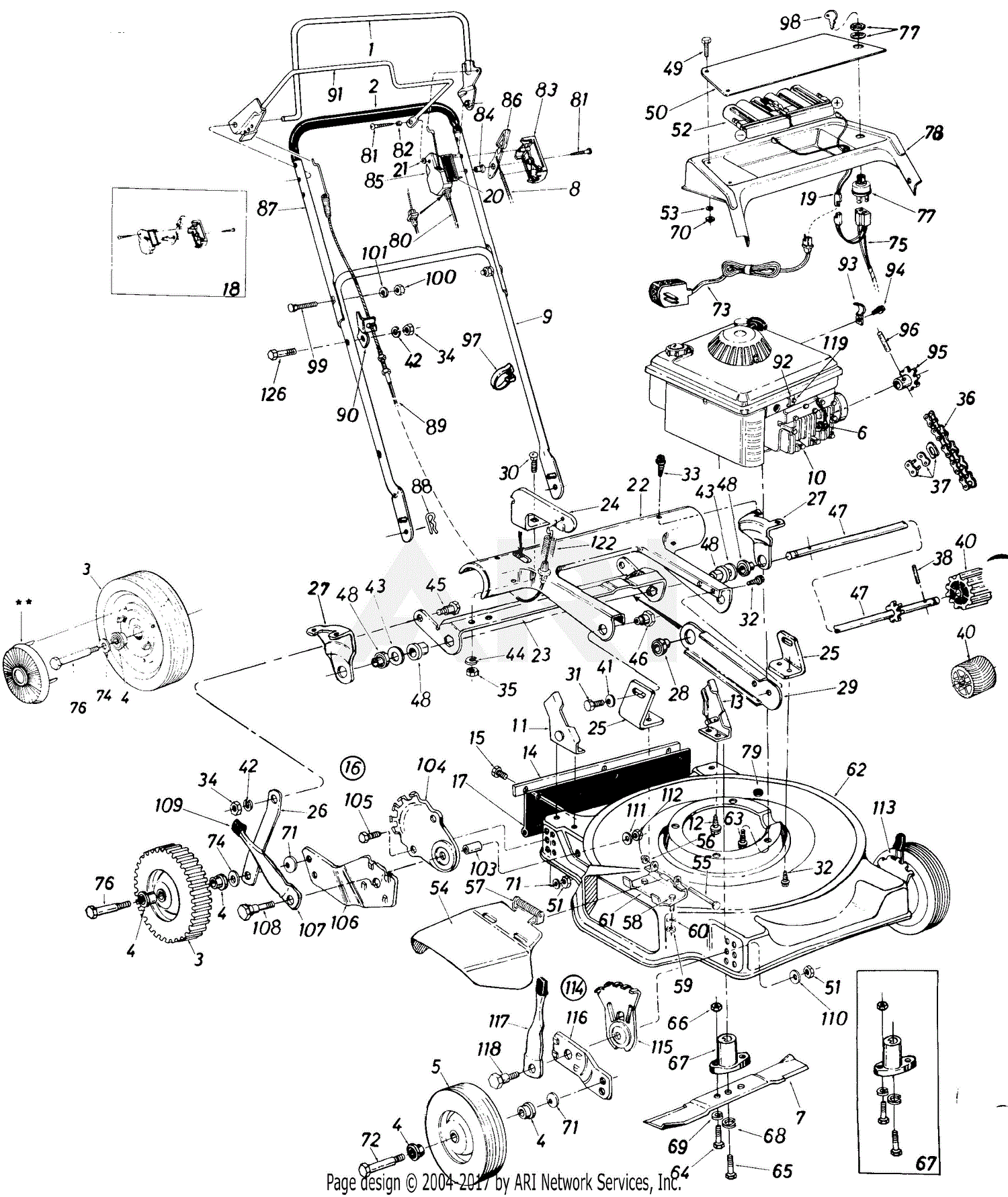 MTD Lawnflite Mdl 125-286-132 Parts Diagram for Rotary Mower