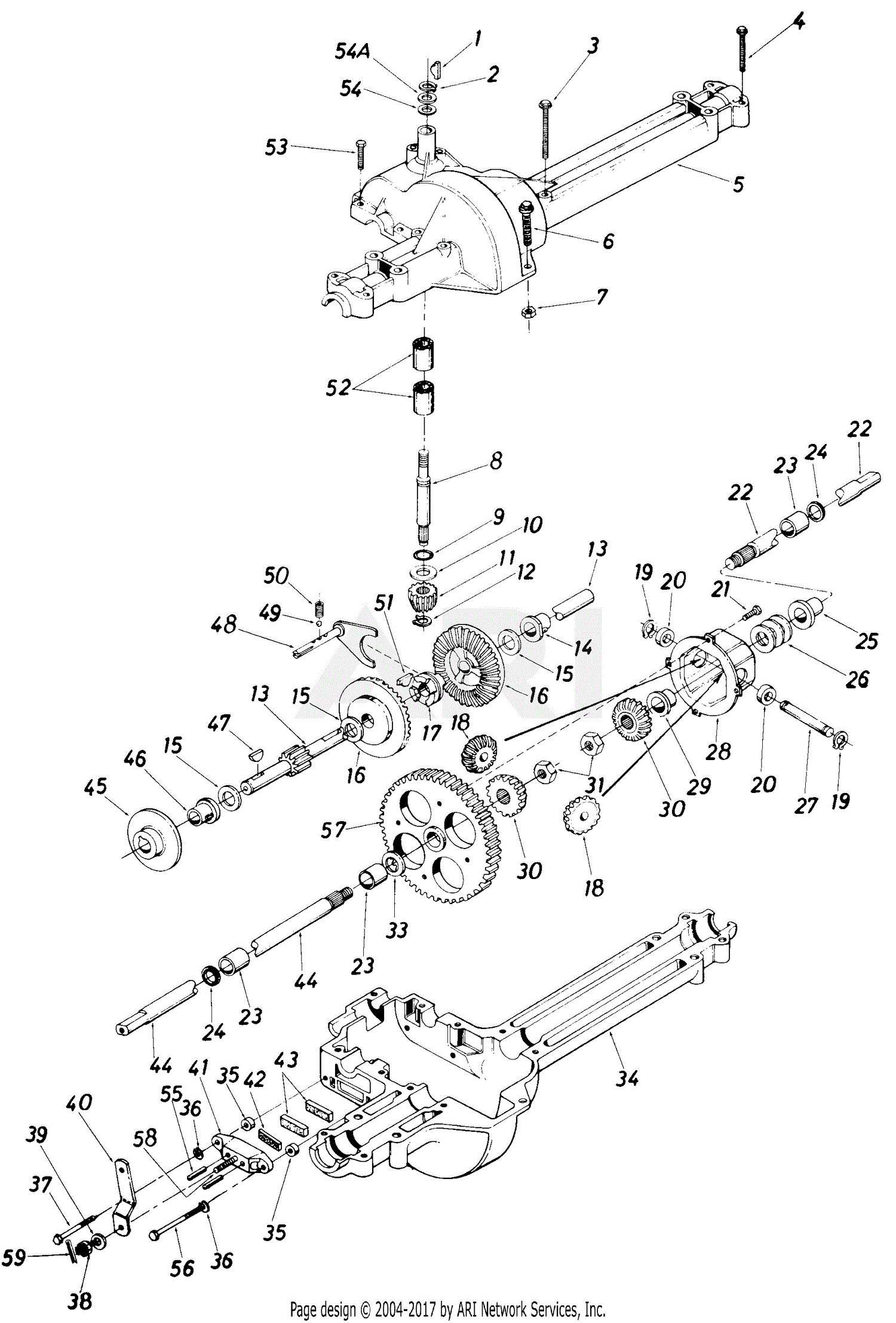 MTD Lawnflite Mdl 504-120 Parts Diagram for Single Speed Axle