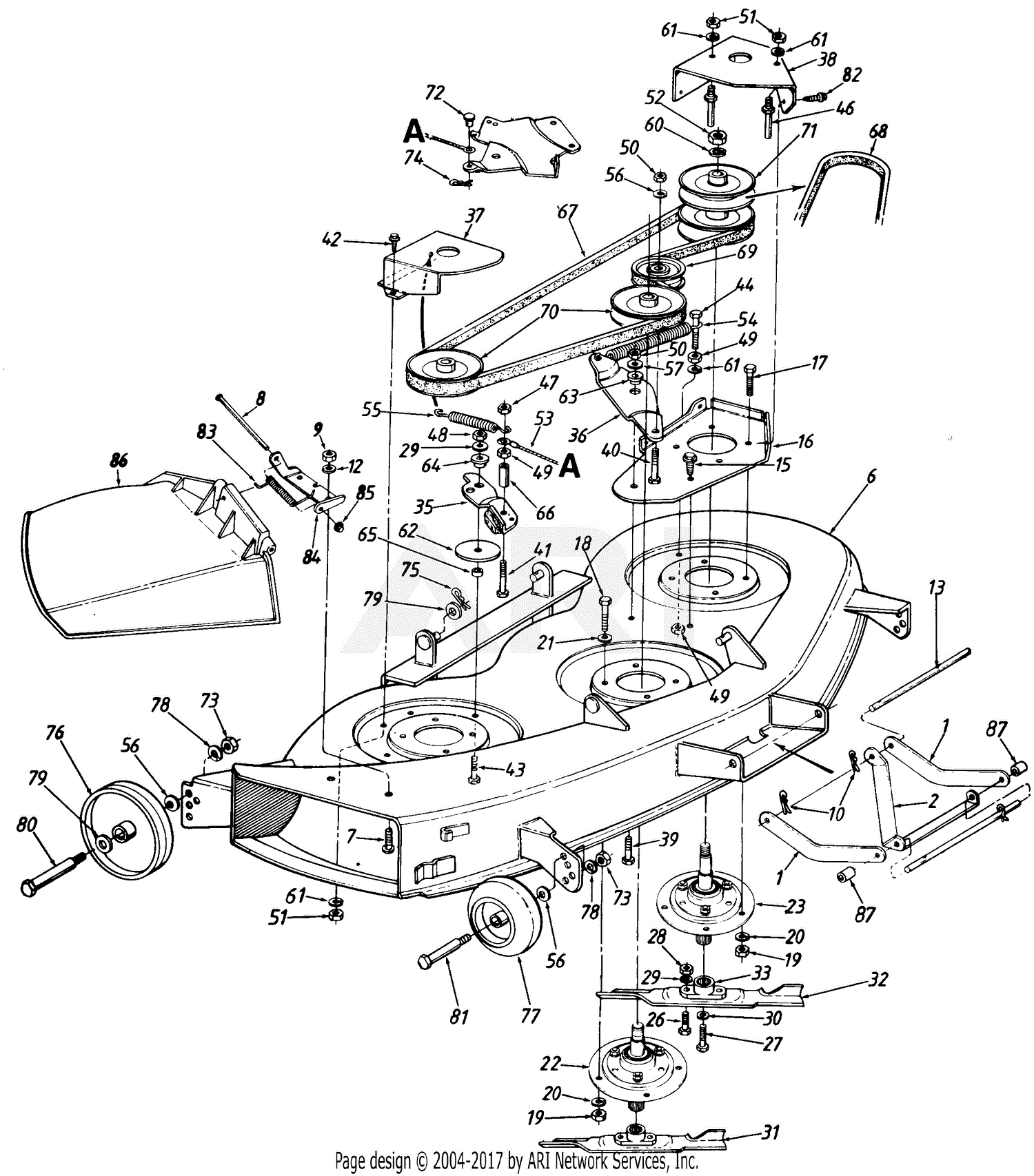 Craftsman 46 inch online mower deck belt diagram