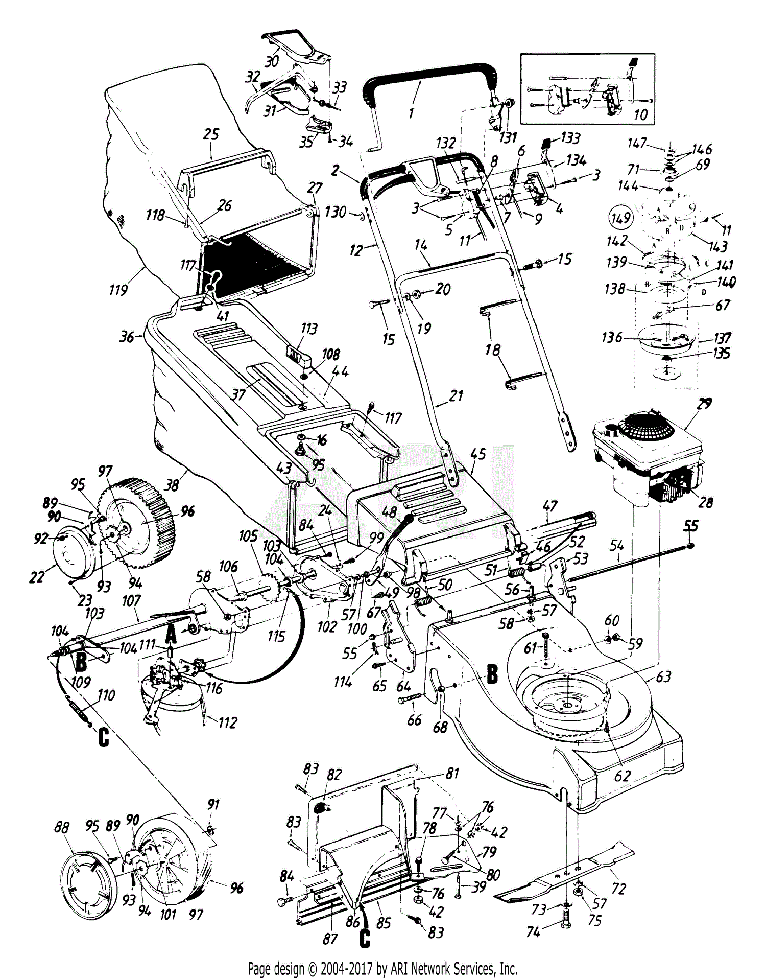 MTD 122-478B095 (1992) Parts Diagram for General Assembly