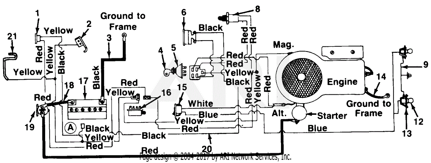 MTD 651-122 (1988) Parts Diagram for Electrical, With ... lawn mower switch wiring diagram 