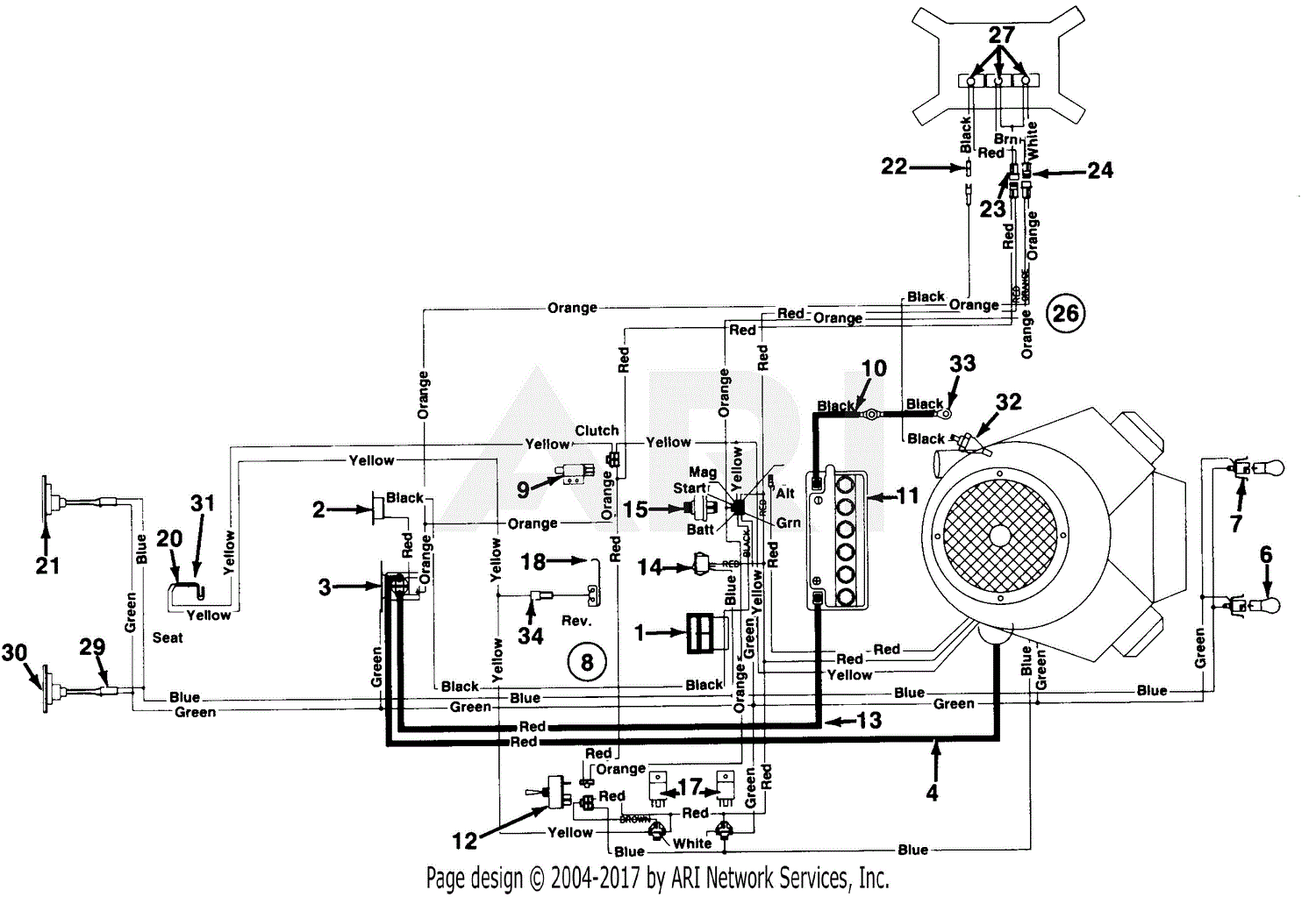 MTD 130734G (1990) Parts Diagram for Electrical