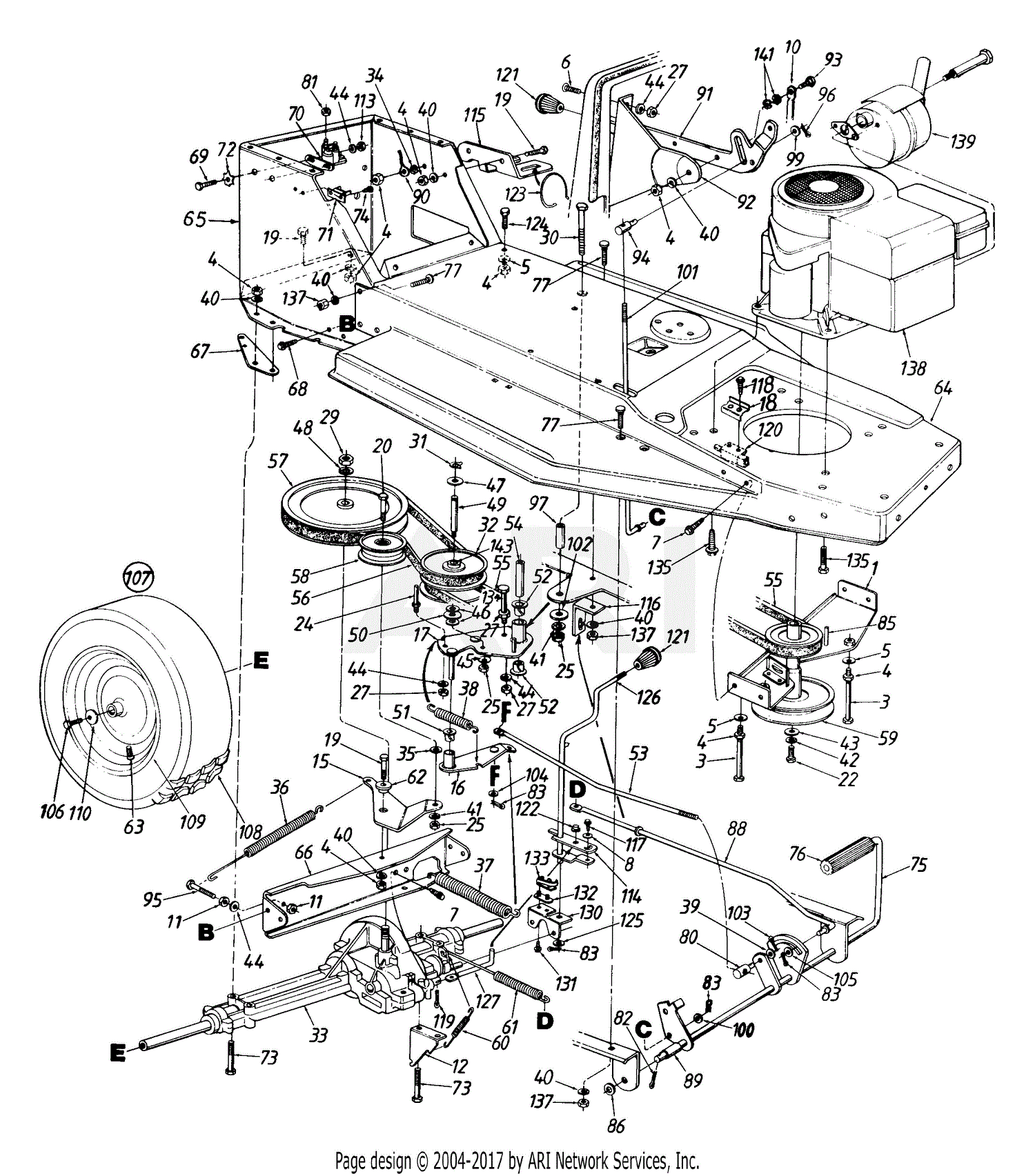 MTD 132-322D054 (481-1998) (1992) Parts Diagram for Engine Pulley Belt ...